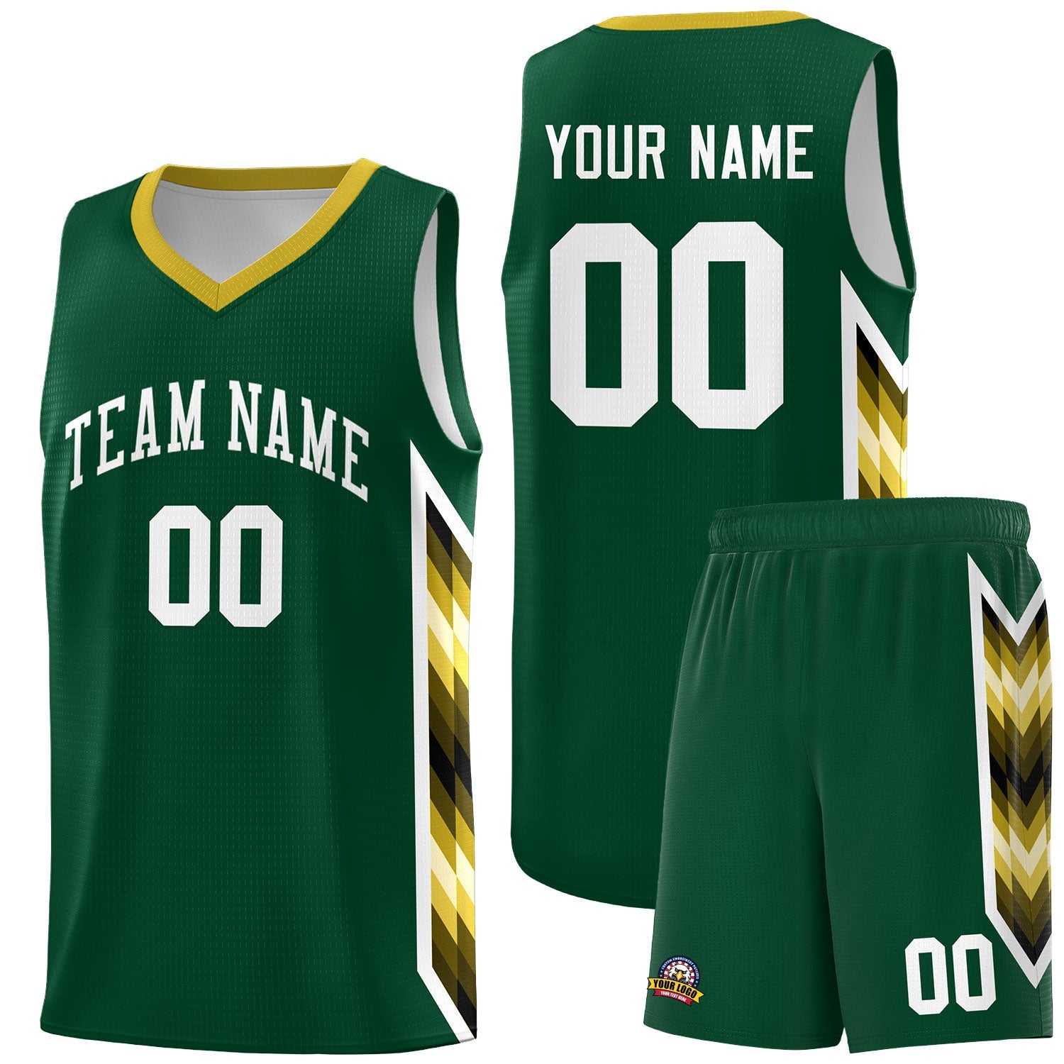 Custom Hunter Green Mosaic Gradient Fashion Sports Uniform Basketball Jersey