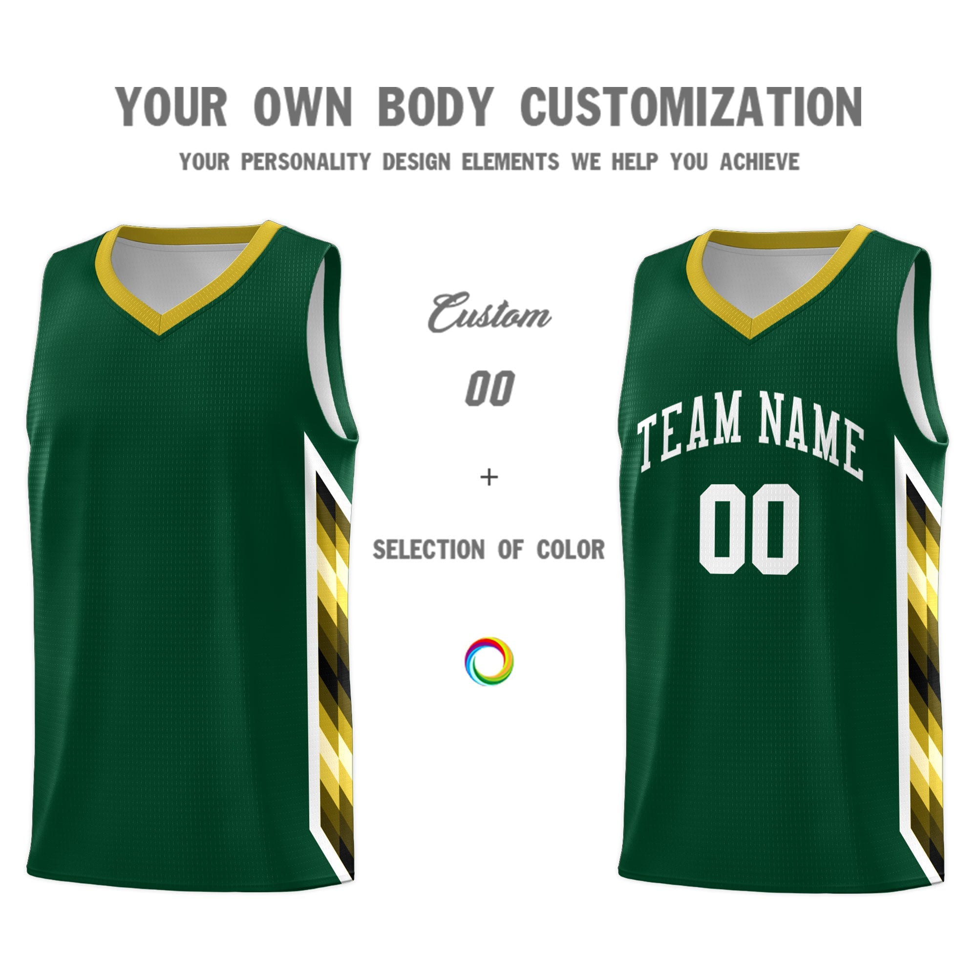 Custom Hunter Green Mosaic Gradient Fashion Sports Uniform Basketball Jersey