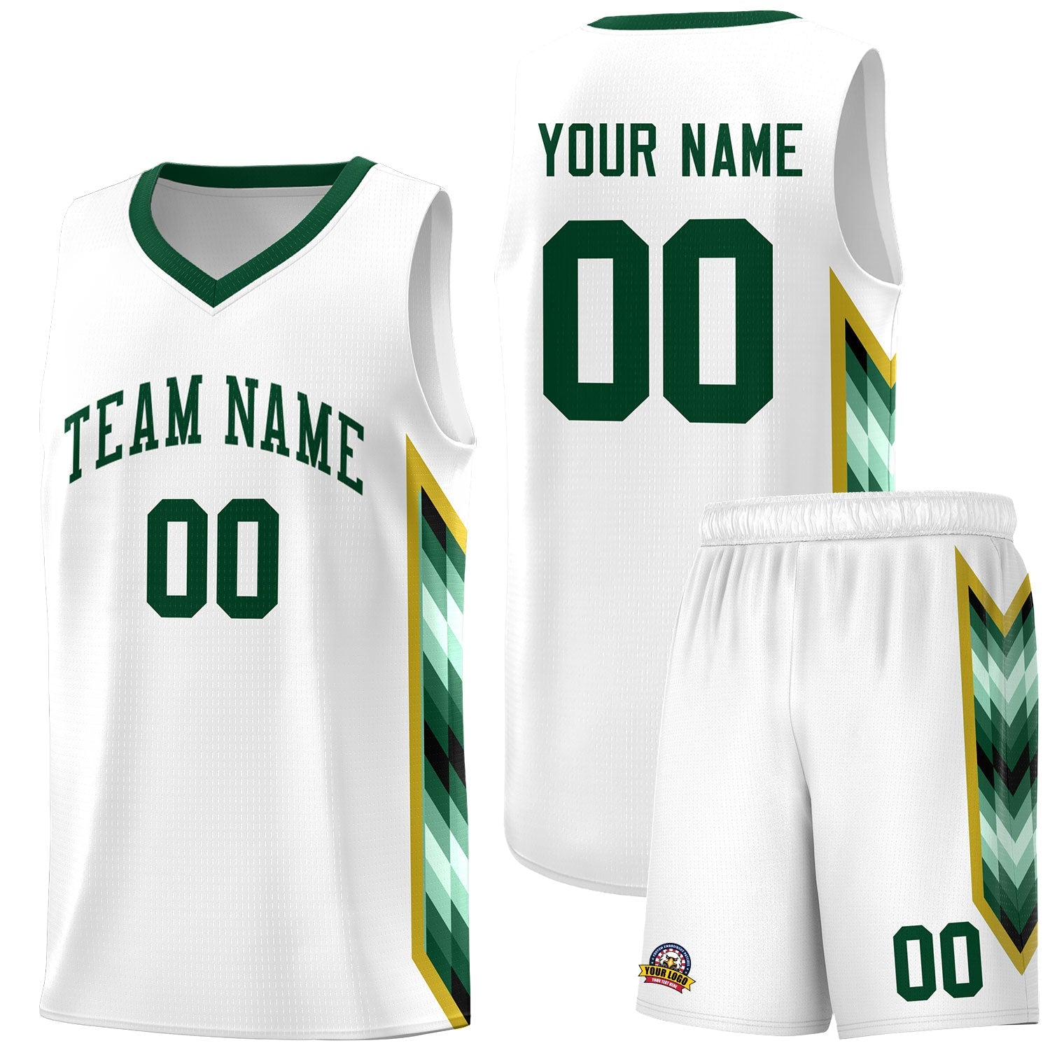 Custom White Mosaic Gradient Fashion Sports Uniform Basketball Jersey