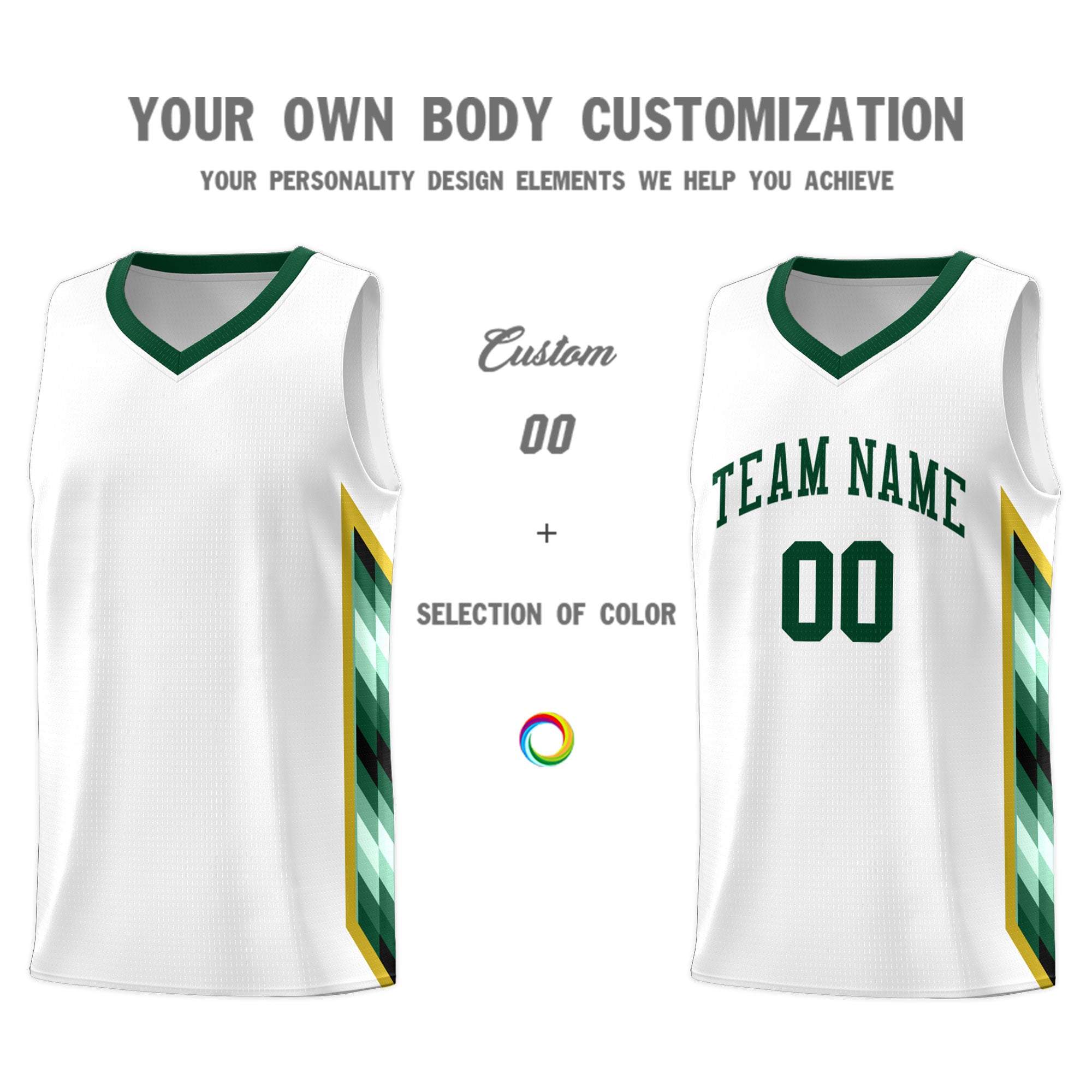 Custom White Mosaic Gradient Fashion Sports Uniform Basketball Jersey