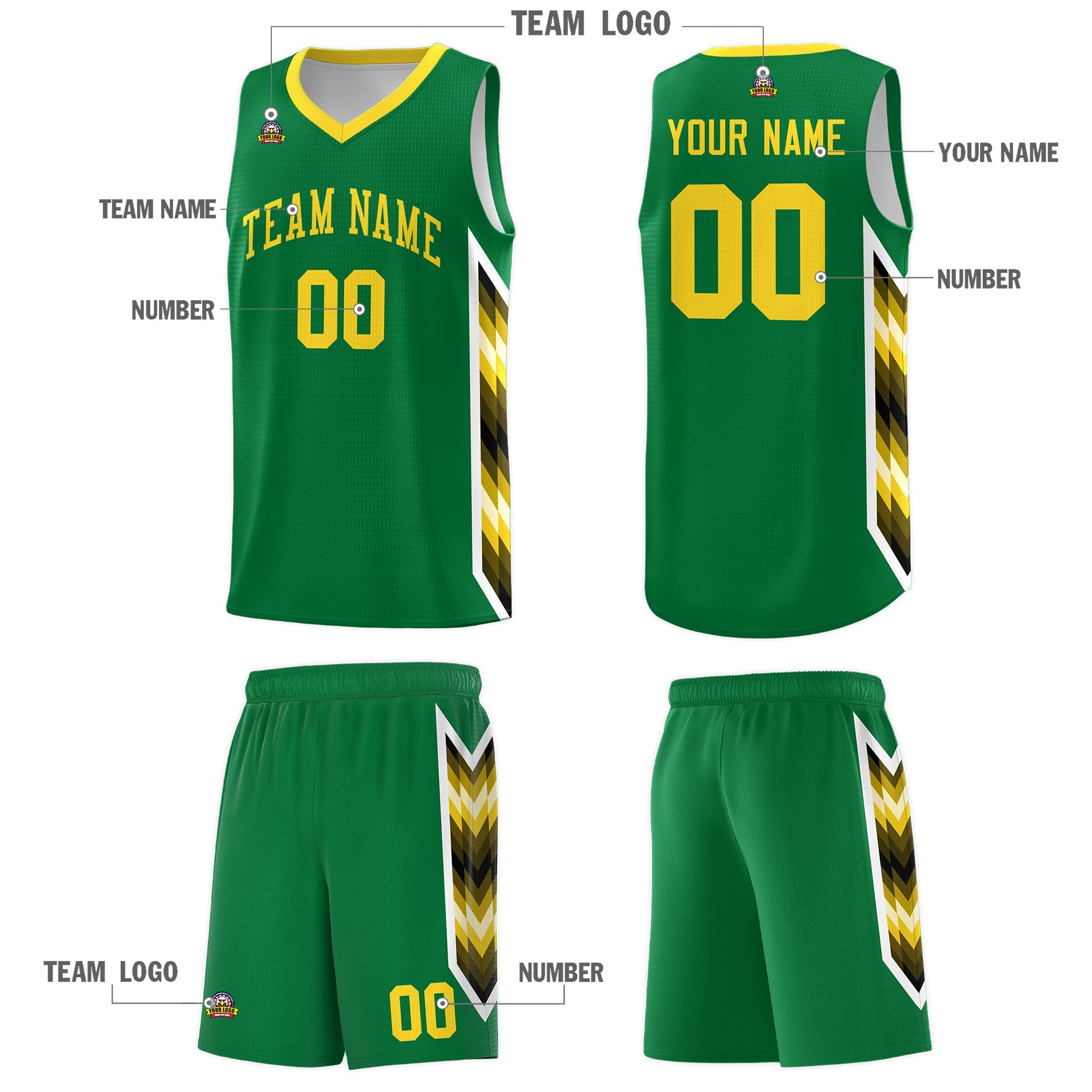 Custom Kelly Green Mosaic Gradient Fashion Sports Uniform Basketball Jersey