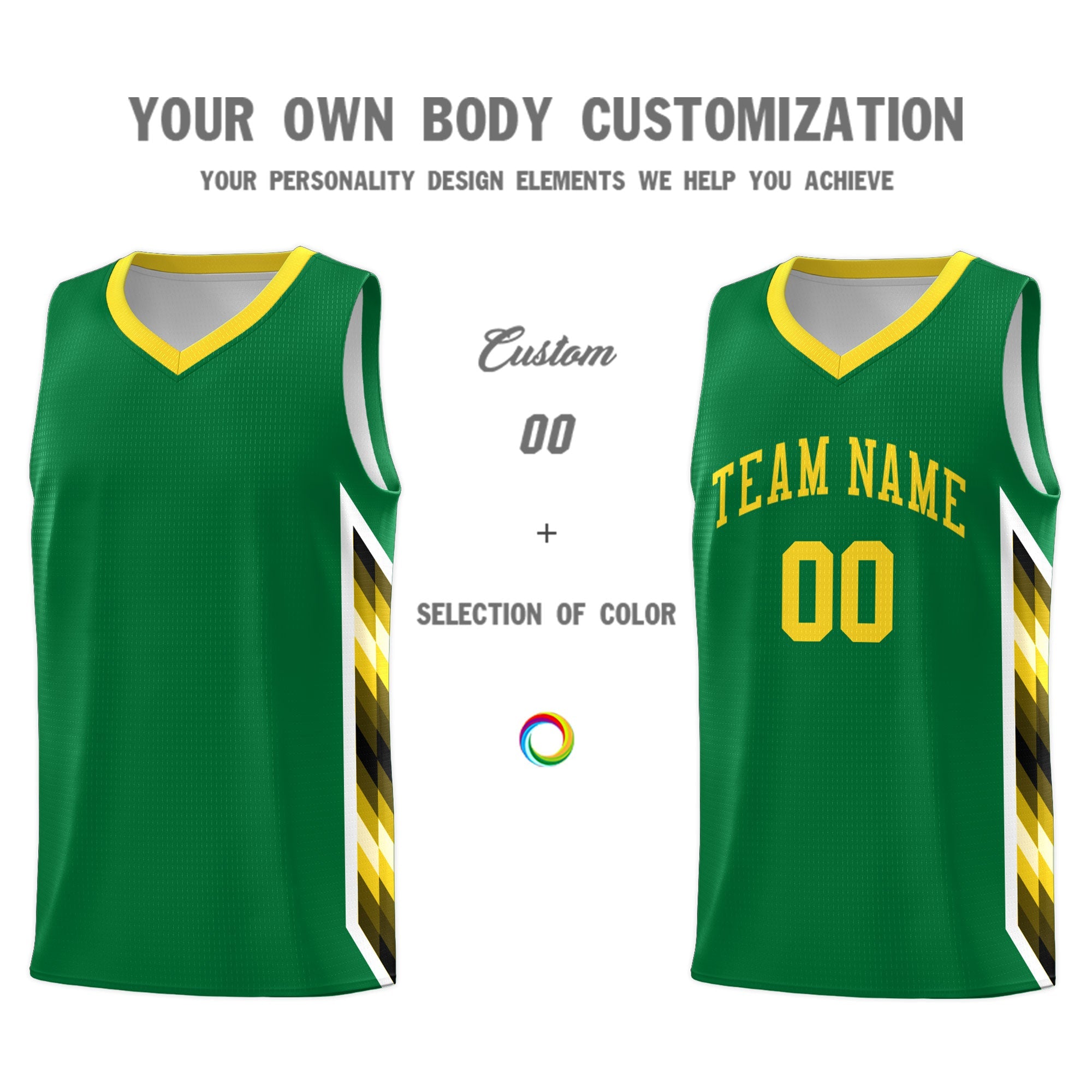 Custom Kelly Green Mosaic Gradient Fashion Sports Uniform Basketball Jersey