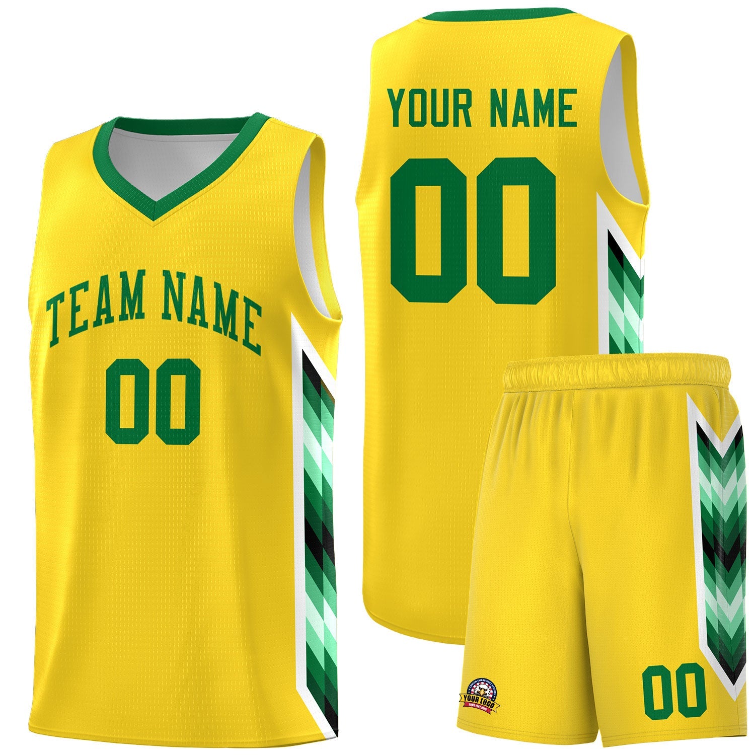 Custom Gold Mosaic Gradient Fashion Sports Uniform Basketball Jersey