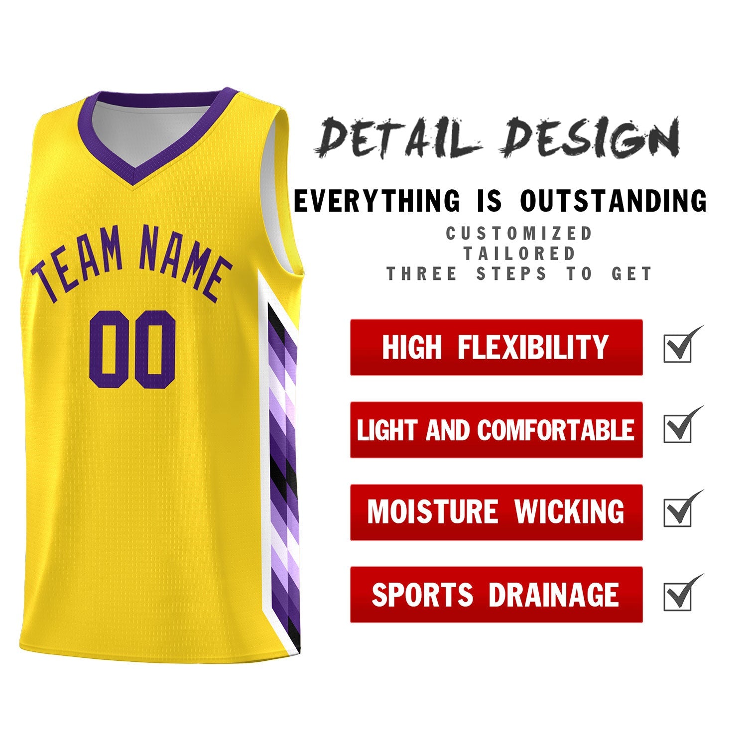 Custom Gold Mosaic Gradient Fashion Sports Uniform Basketball Jersey