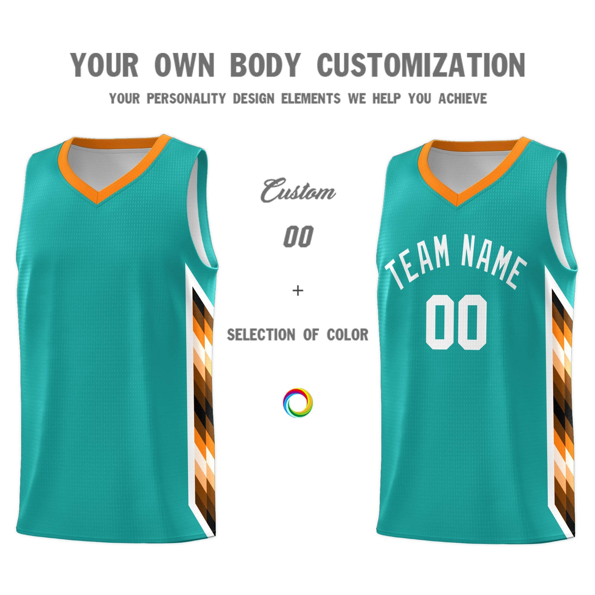 Custom Aqua Mosaic Gradient Fashion Sports Uniform Basketball Jersey