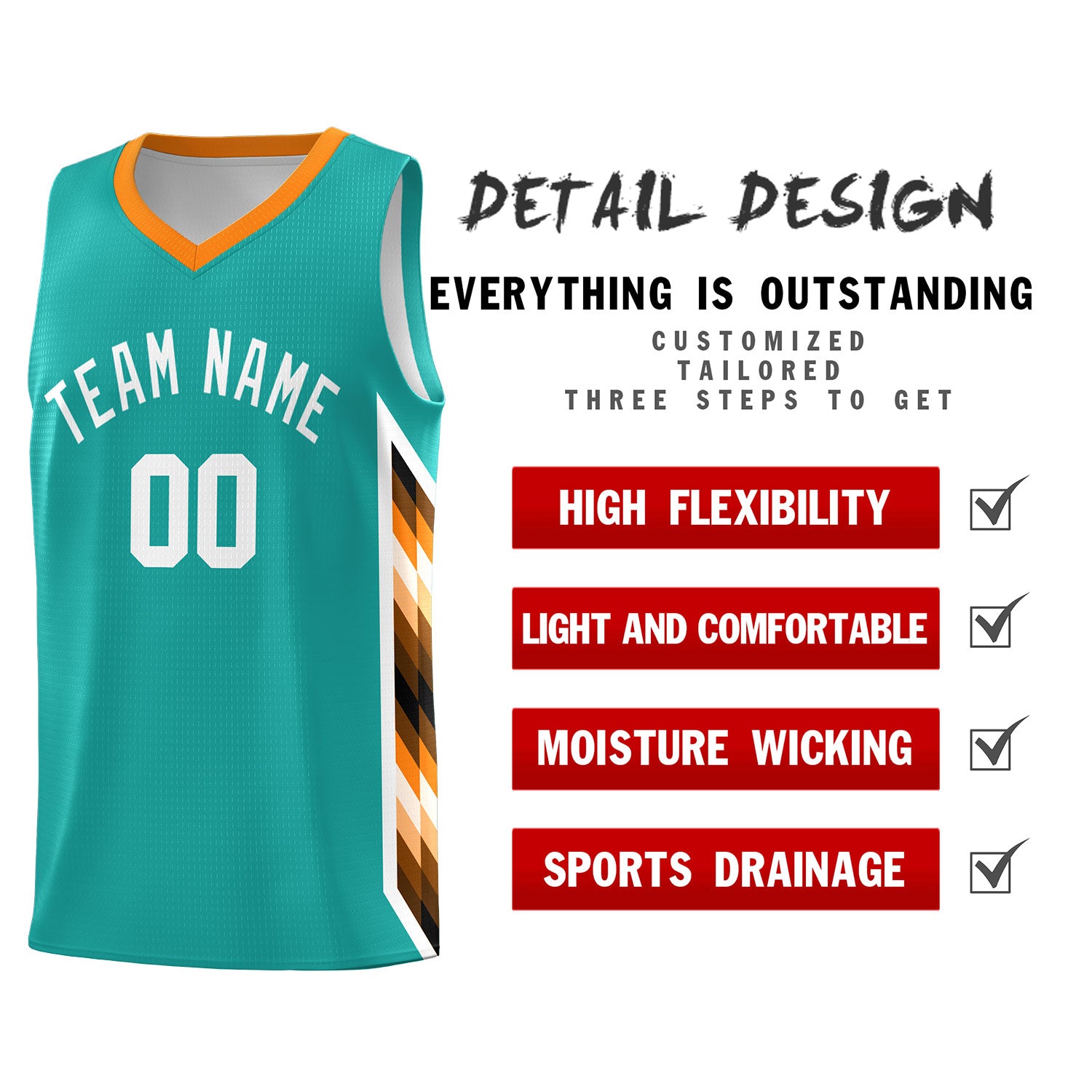 Custom Aqua Mosaic Gradient Fashion Sports Uniform Basketball Jersey