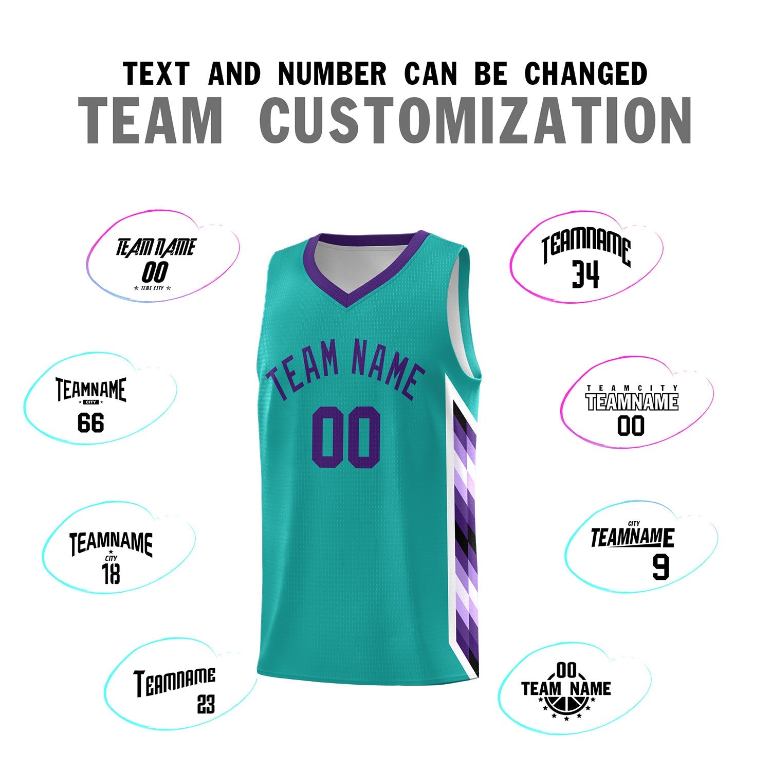 Custom Aqua Mosaic Gradient Fashion Sports Uniform Basketball Jersey