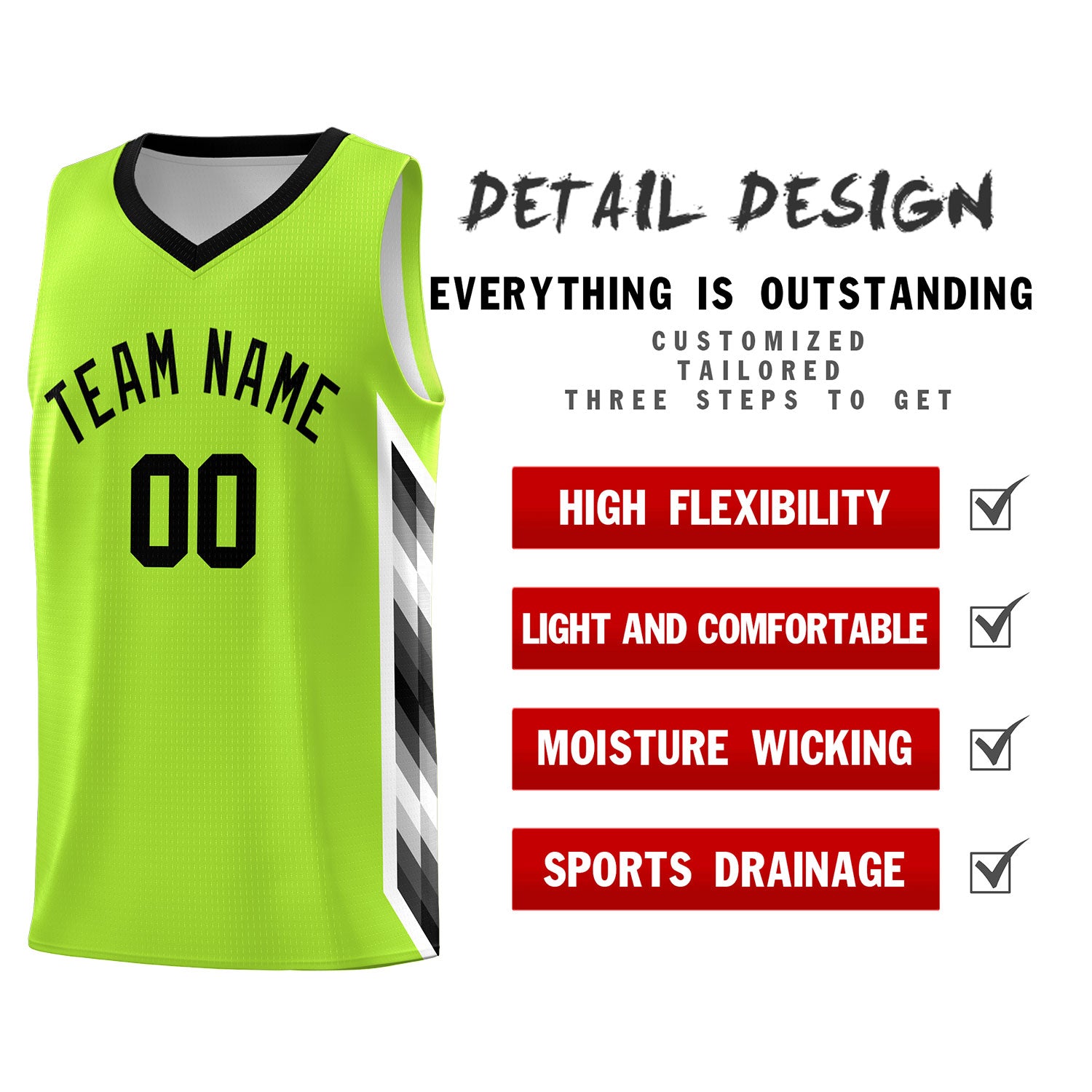 Custom Neon Green Mosaic Gradient Fashion Sports Uniform Basketball Jersey