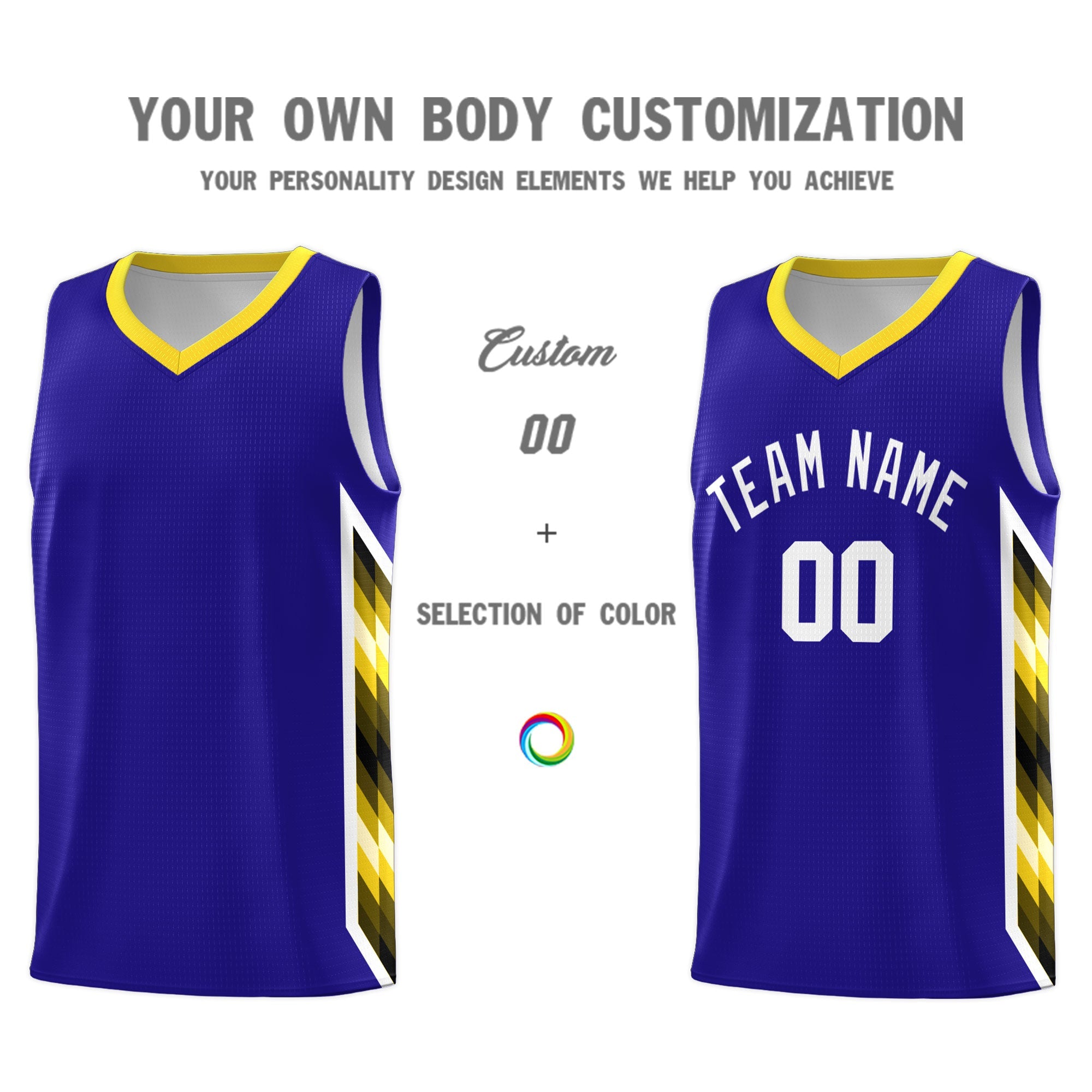 Custom Royal Mosaic Gradient Fashion Sports Uniform Basketball Jersey