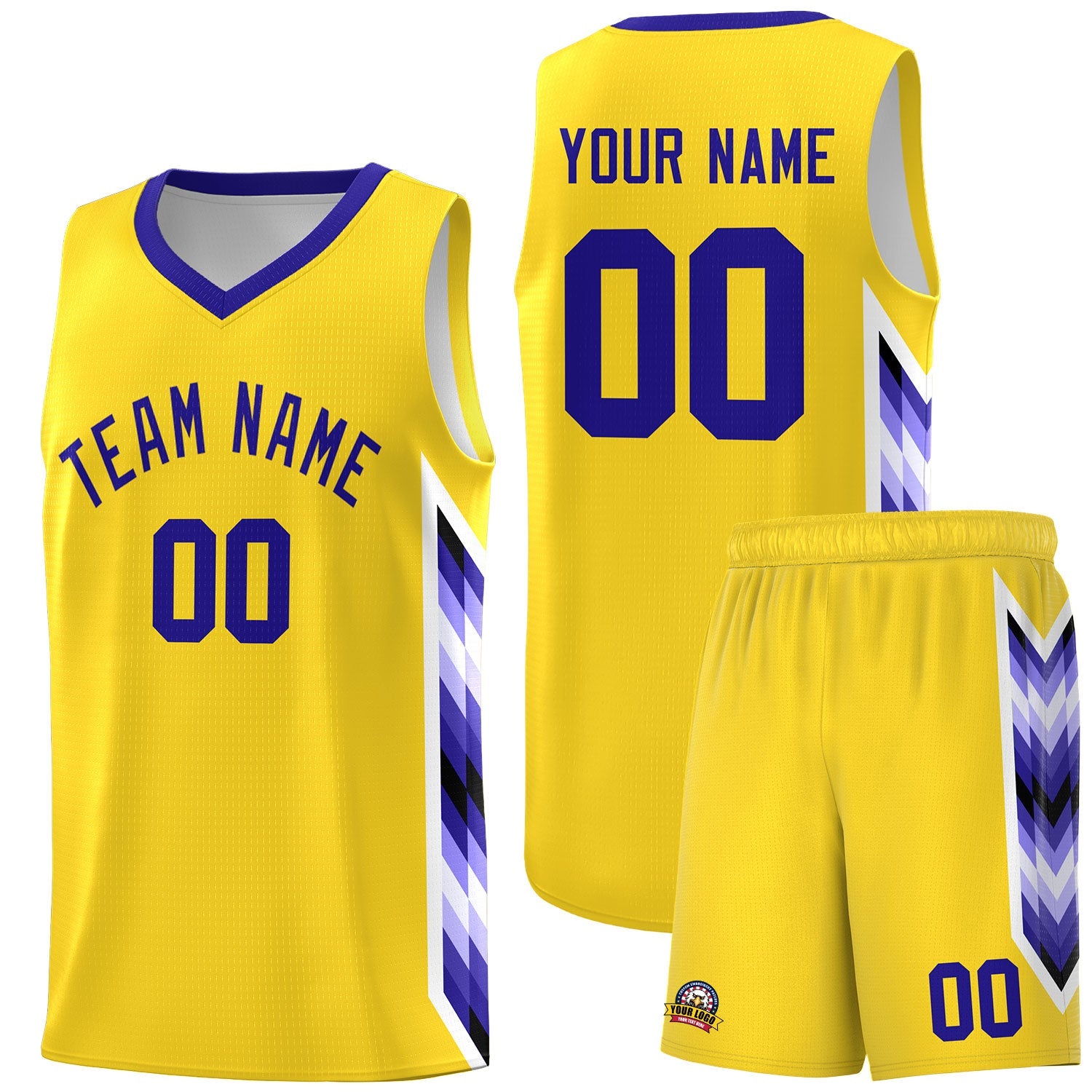 Custom Gold Mosaic Gradient Fashion Sports Uniform Basketball Jersey