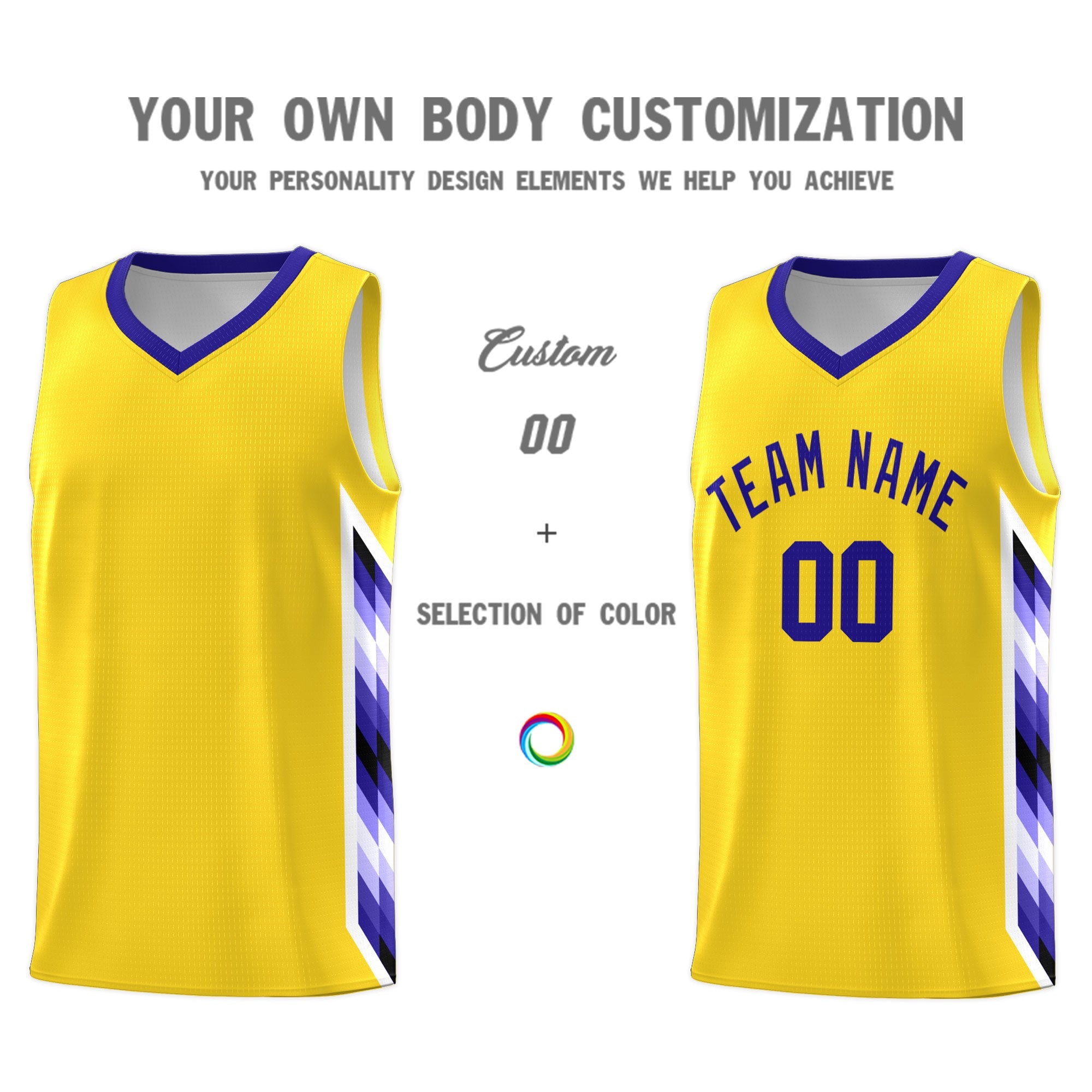 Custom Gold Mosaic Gradient Fashion Sports Uniform Basketball Jersey