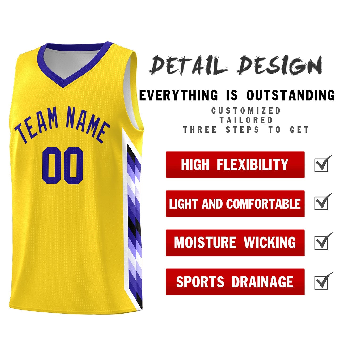 Custom Gold Mosaic Gradient Fashion Sports Uniform Basketball Jersey