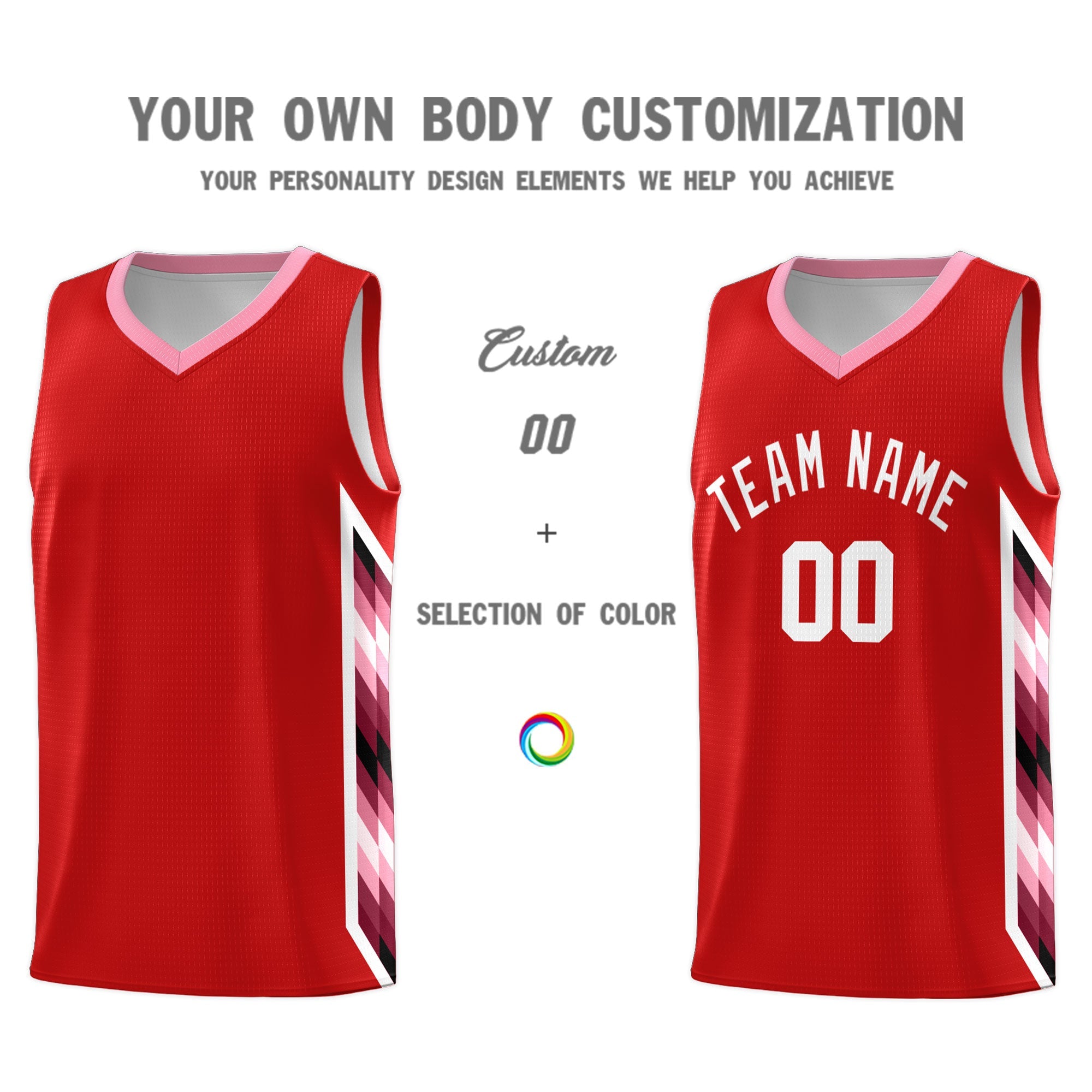 Custom Red Mosaic Gradient Fashion Sports Uniform Basketball Jersey