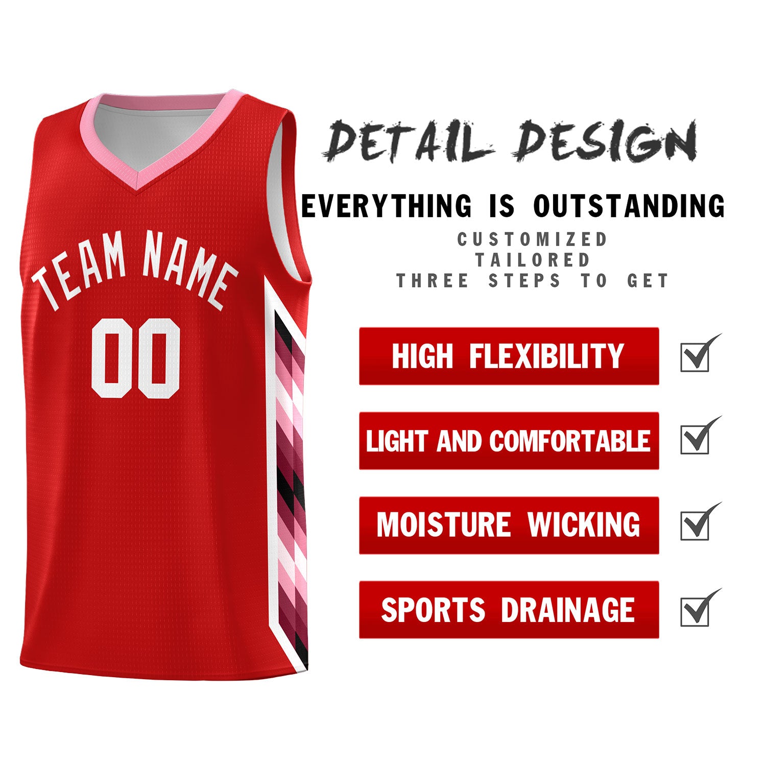 Custom Red Mosaic Gradient Fashion Sports Uniform Basketball Jersey