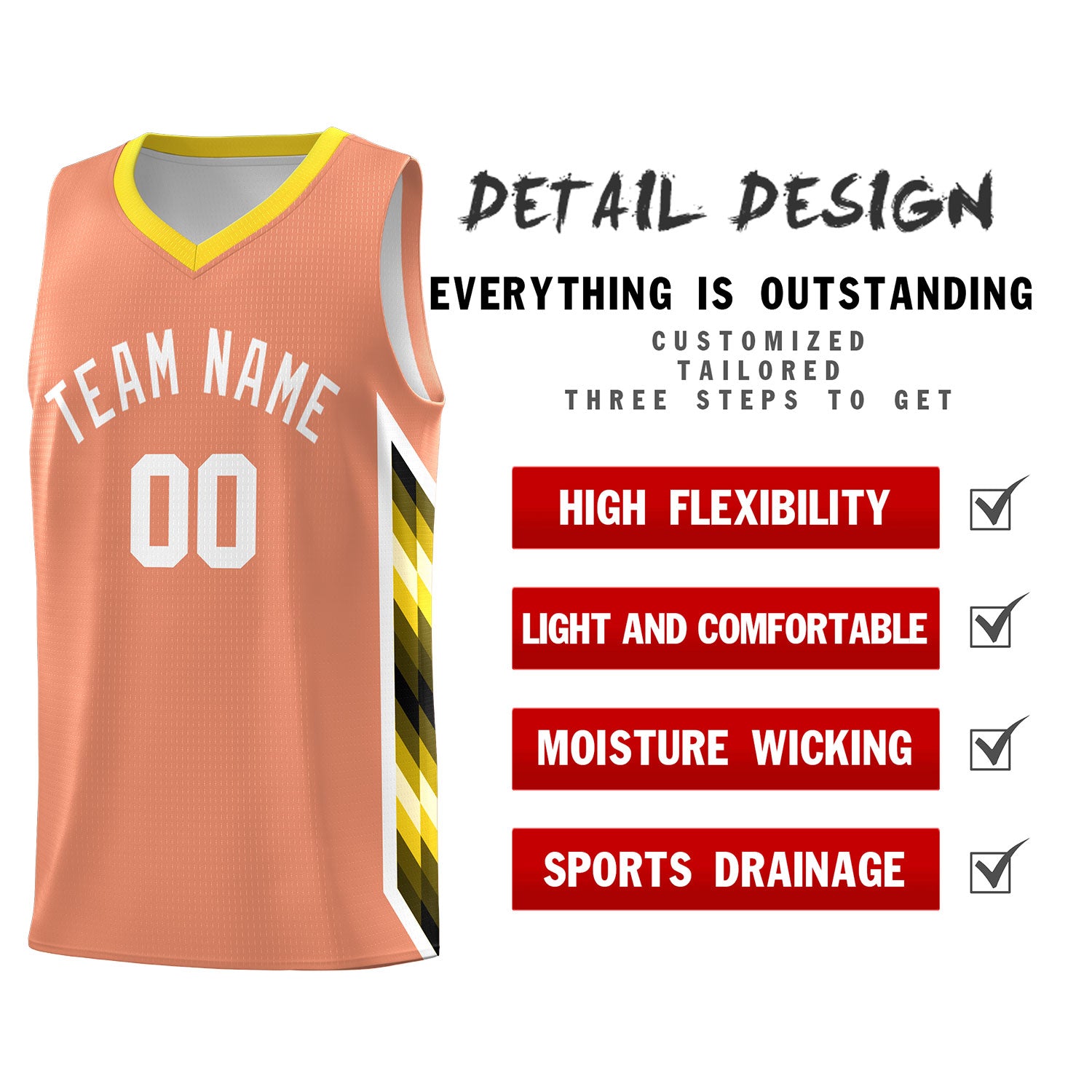 Custom Orange Mosaic Gradient Fashion Sports Uniform Basketball Jersey