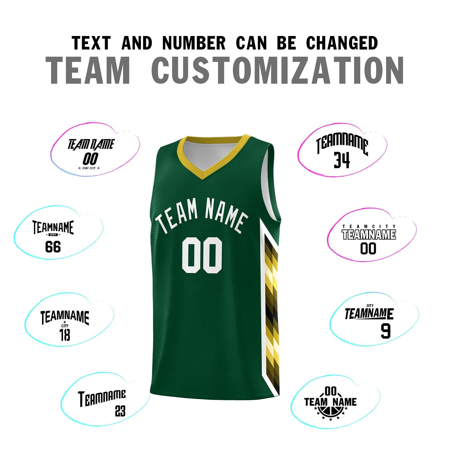 Custom Hunter Green Mosaic Gradient Fashion Sports Uniform Basketball Jersey