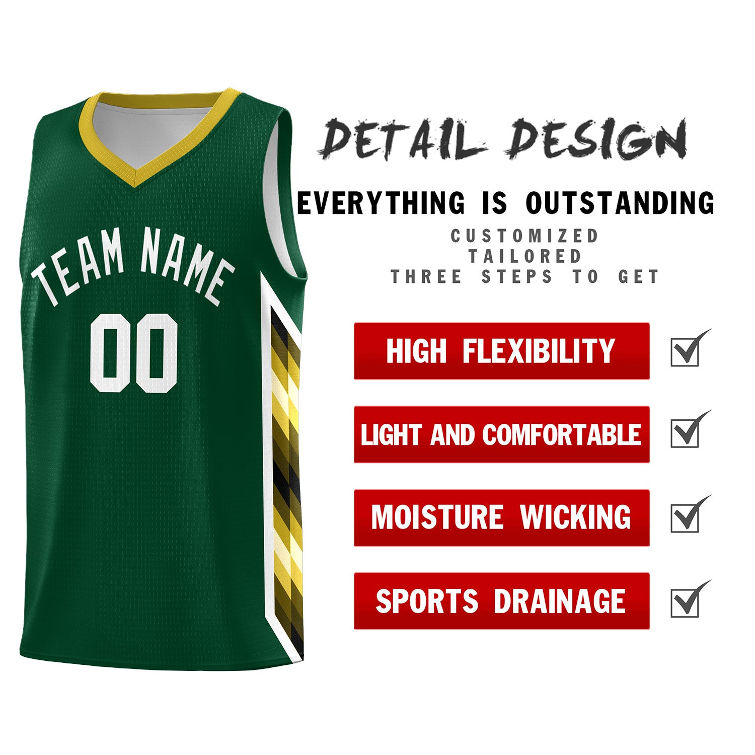 Custom Hunter Green Mosaic Gradient Fashion Sports Uniform Basketball Jersey