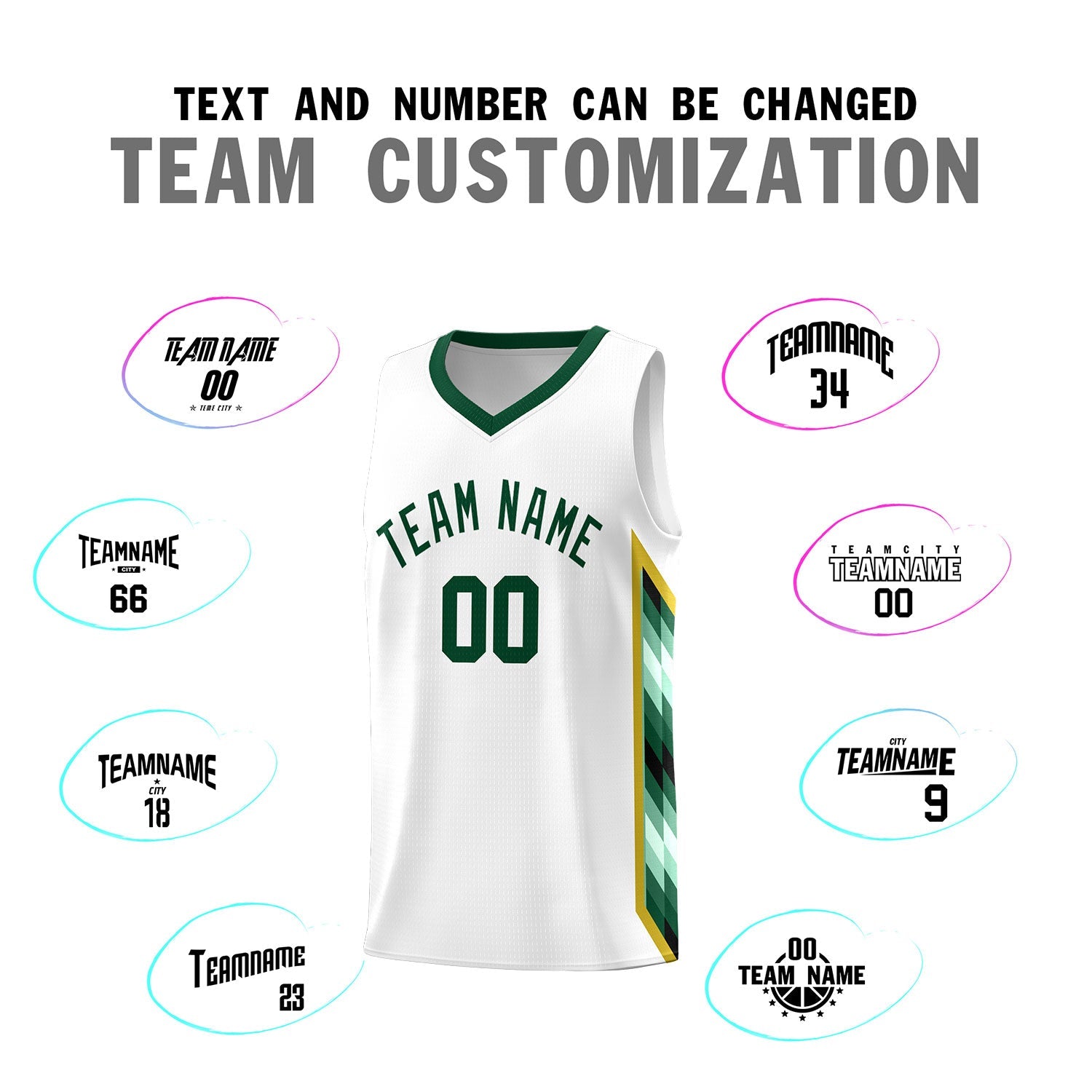 Custom White Mosaic Gradient Fashion Sports Uniform Basketball Jersey