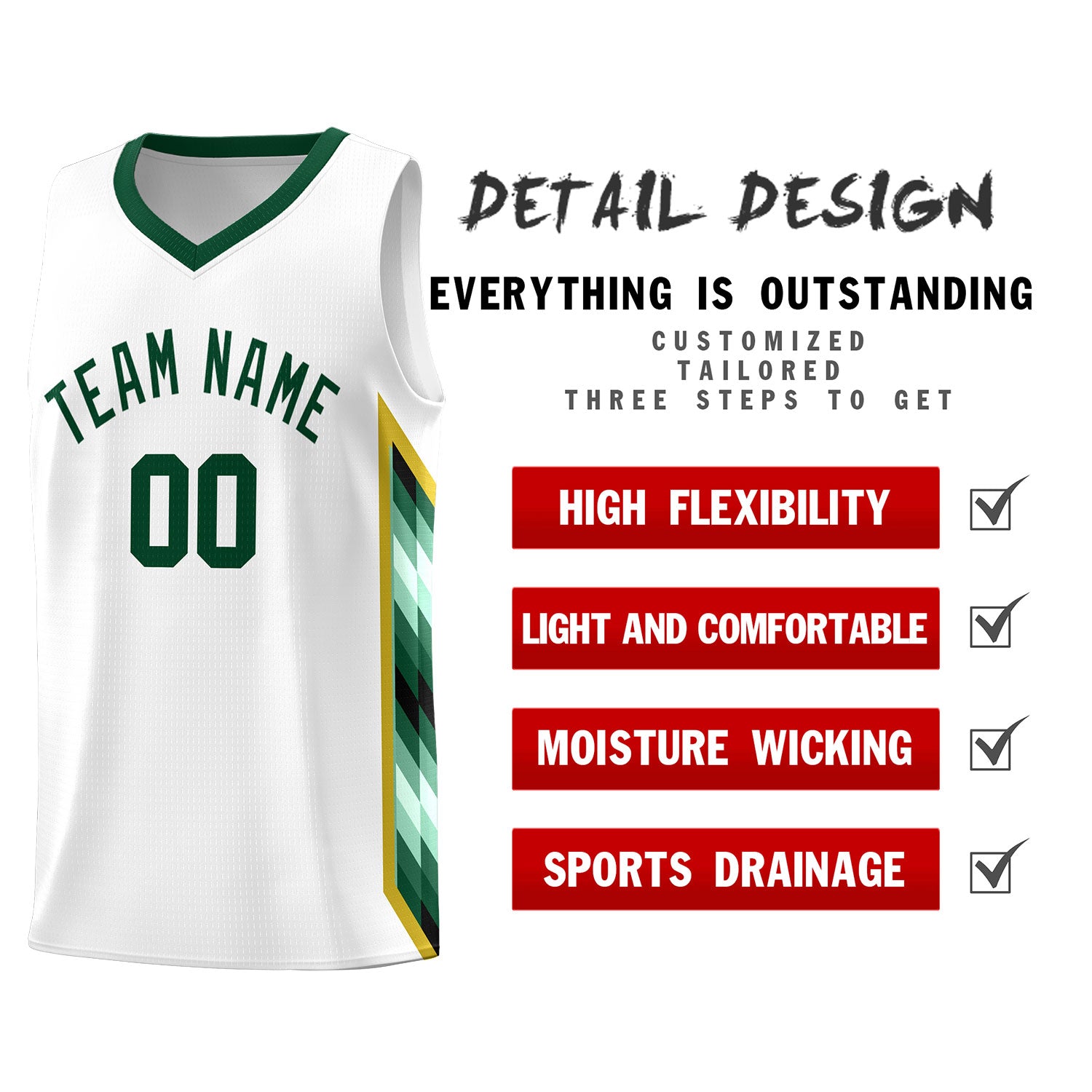 Custom White Mosaic Gradient Fashion Sports Uniform Basketball Jersey