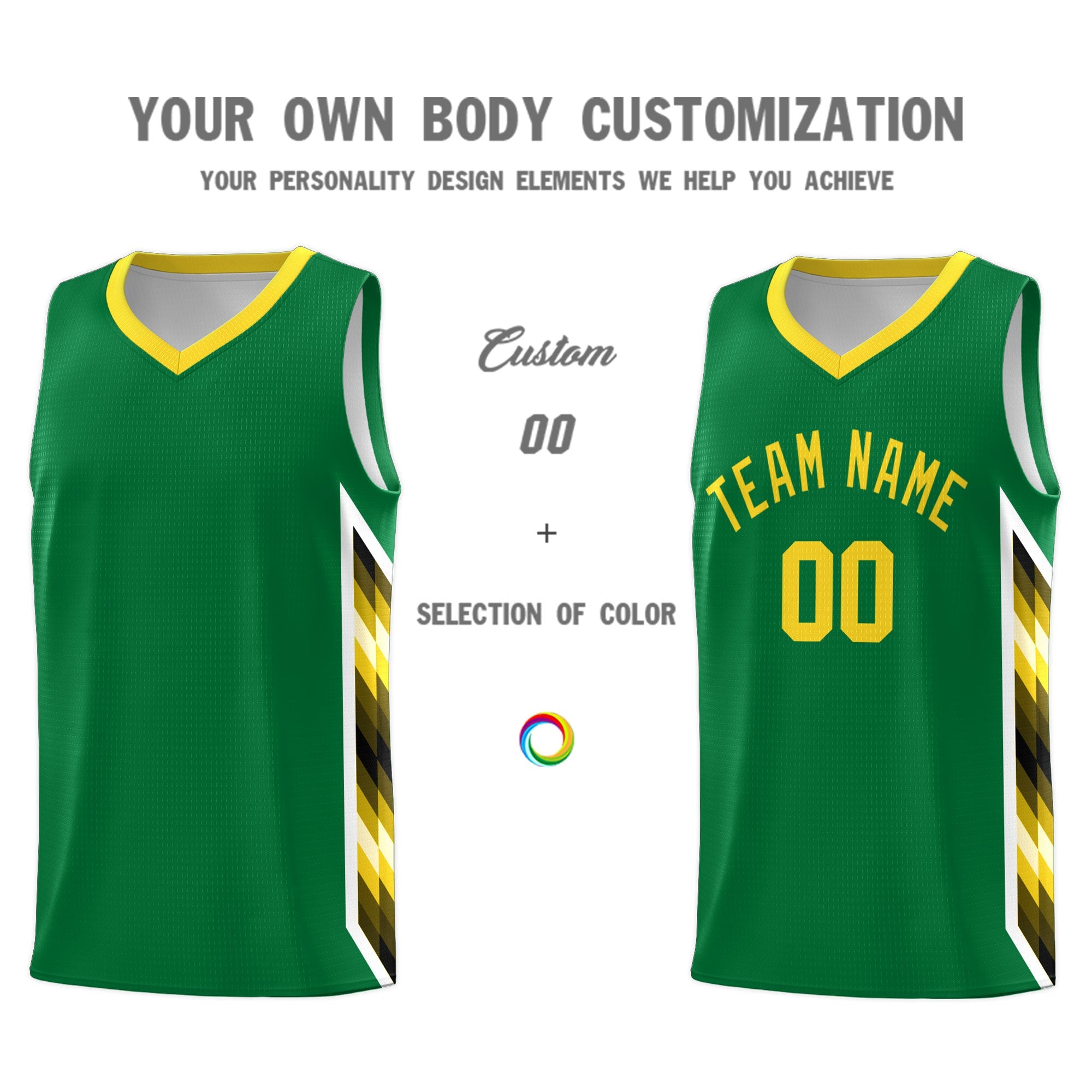 Custom Kelly Green Mosaic Gradient Fashion Sports Uniform Basketball Jersey