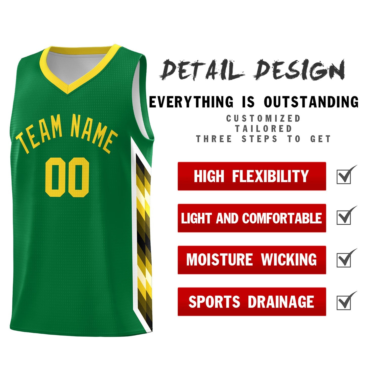 Custom Kelly Green Mosaic Gradient Fashion Sports Uniform Basketball Jersey