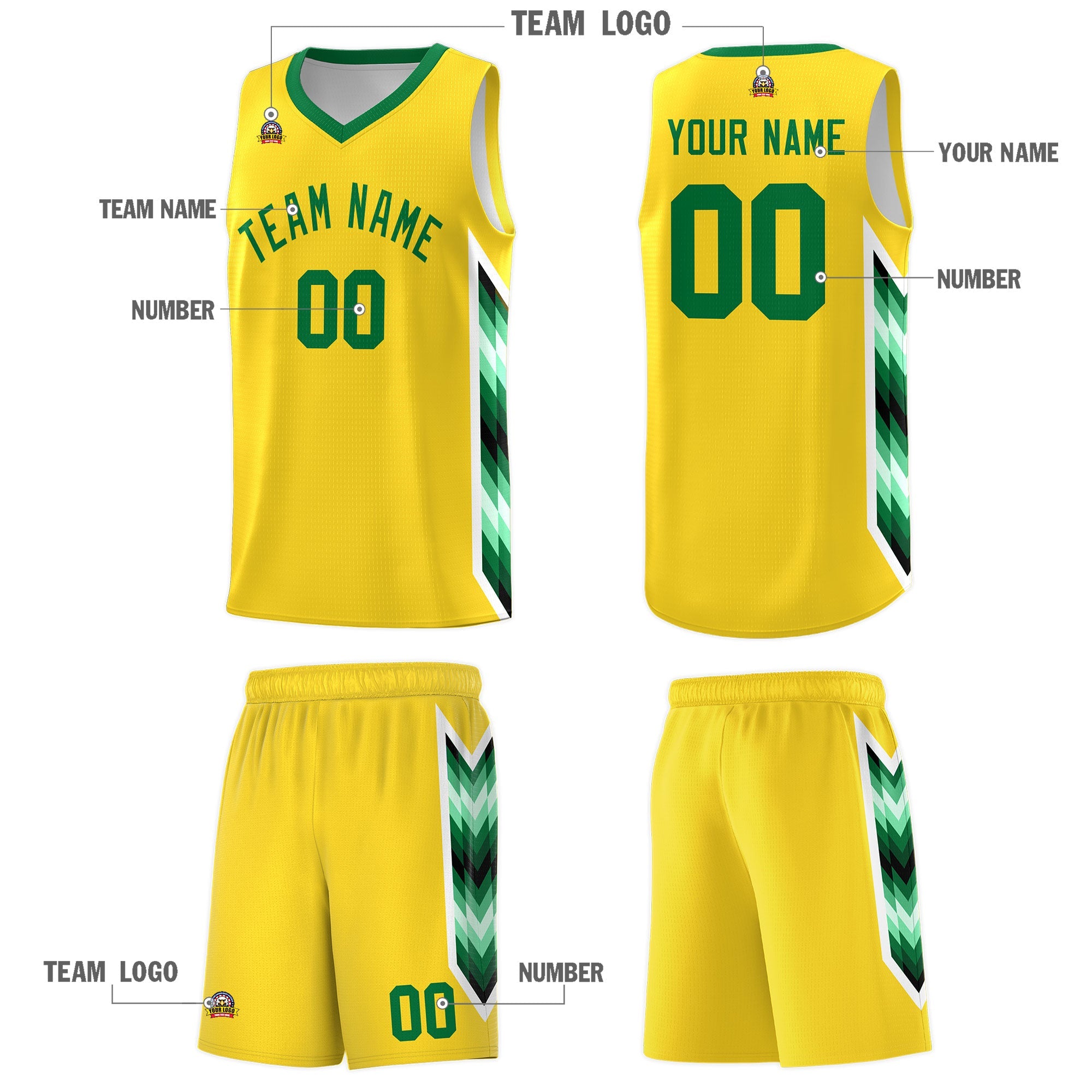 Custom Gold Mosaic Gradient Fashion Sports Uniform Basketball Jersey