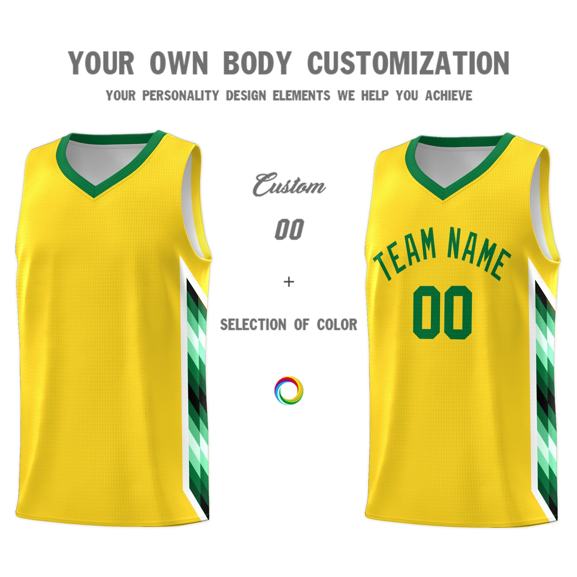 Custom Gold Mosaic Gradient Fashion Sports Uniform Basketball Jersey