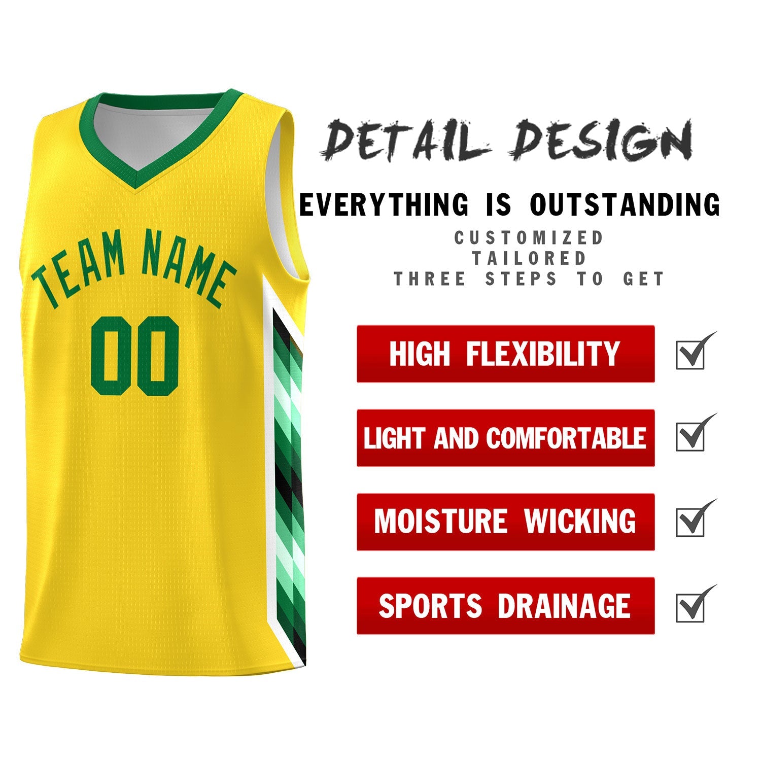 Custom Gold Mosaic Gradient Fashion Sports Uniform Basketball Jersey