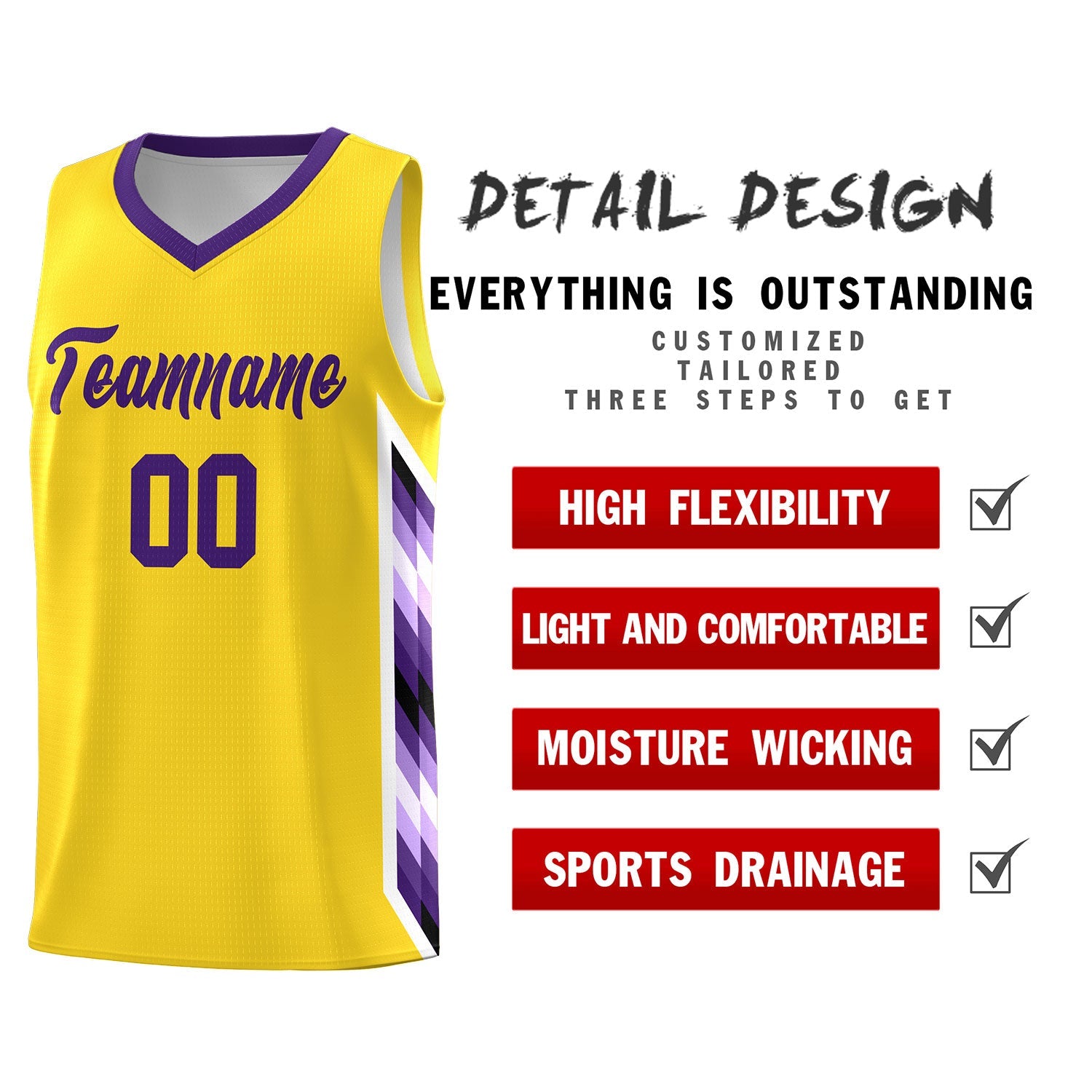 Custom Gold Mosaic Gradient Fashion Sports Uniform Basketball Jersey