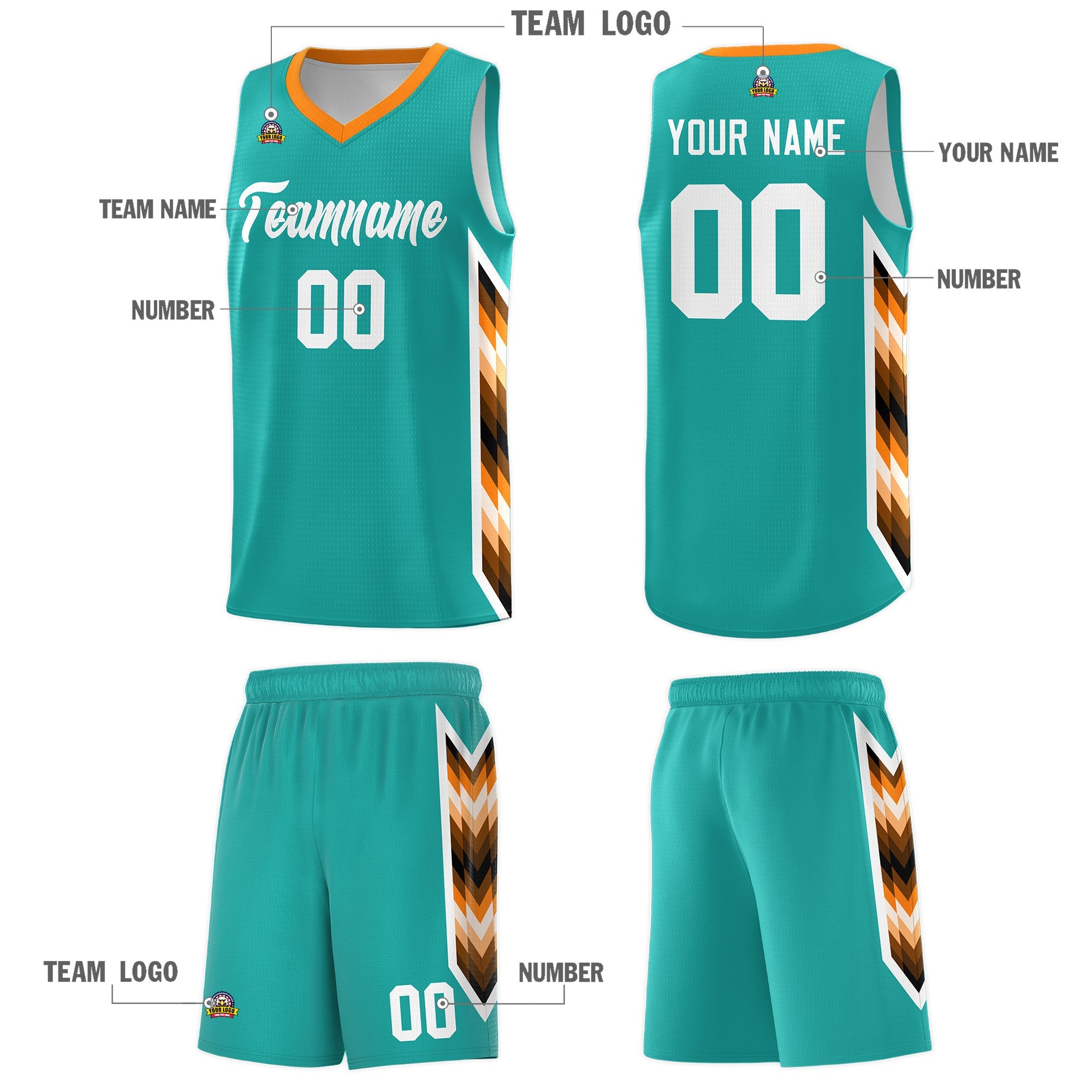 Custom Aqua Mosaic Gradient Fashion Sports Uniform Basketball Jersey