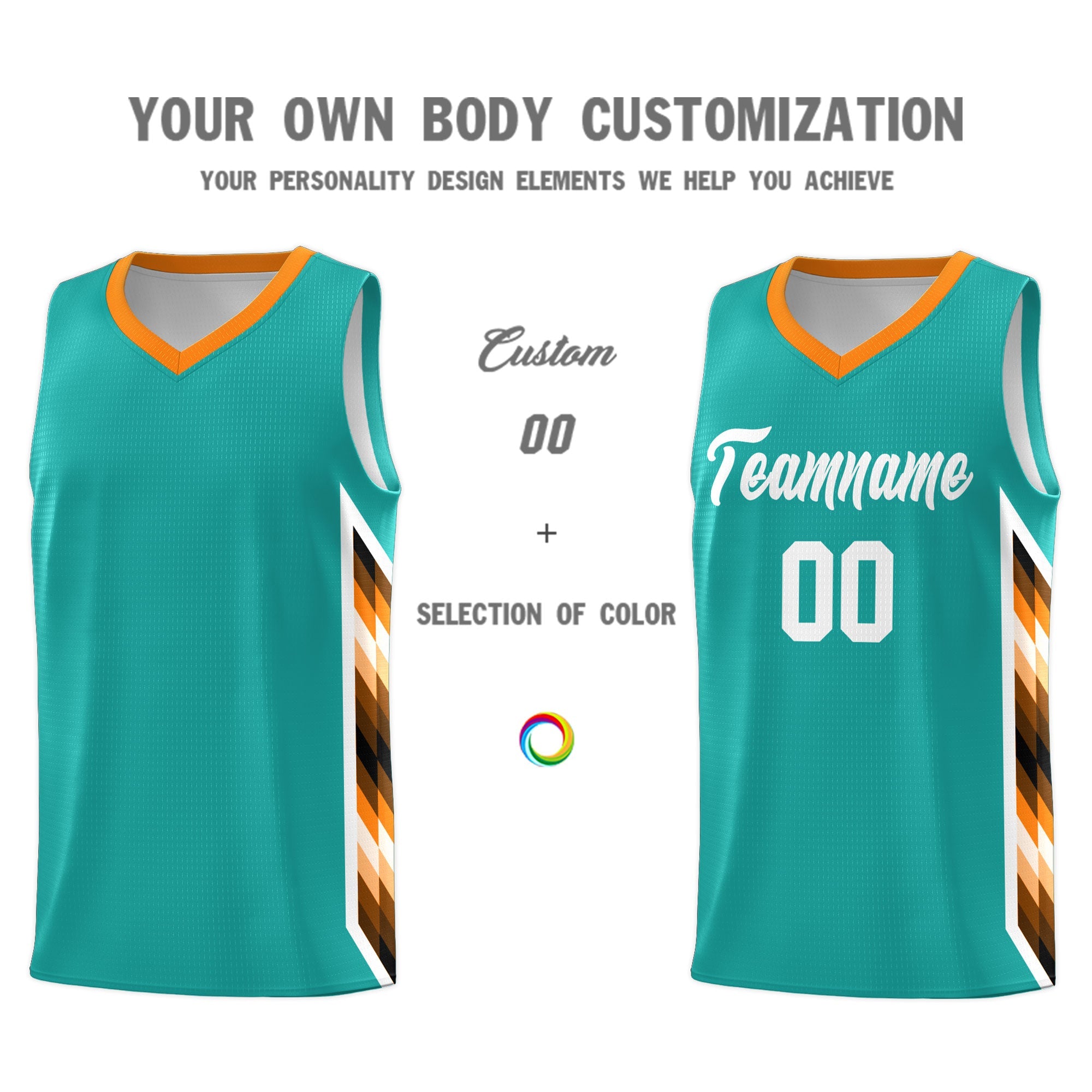 Custom Aqua Mosaic Gradient Fashion Sports Uniform Basketball Jersey