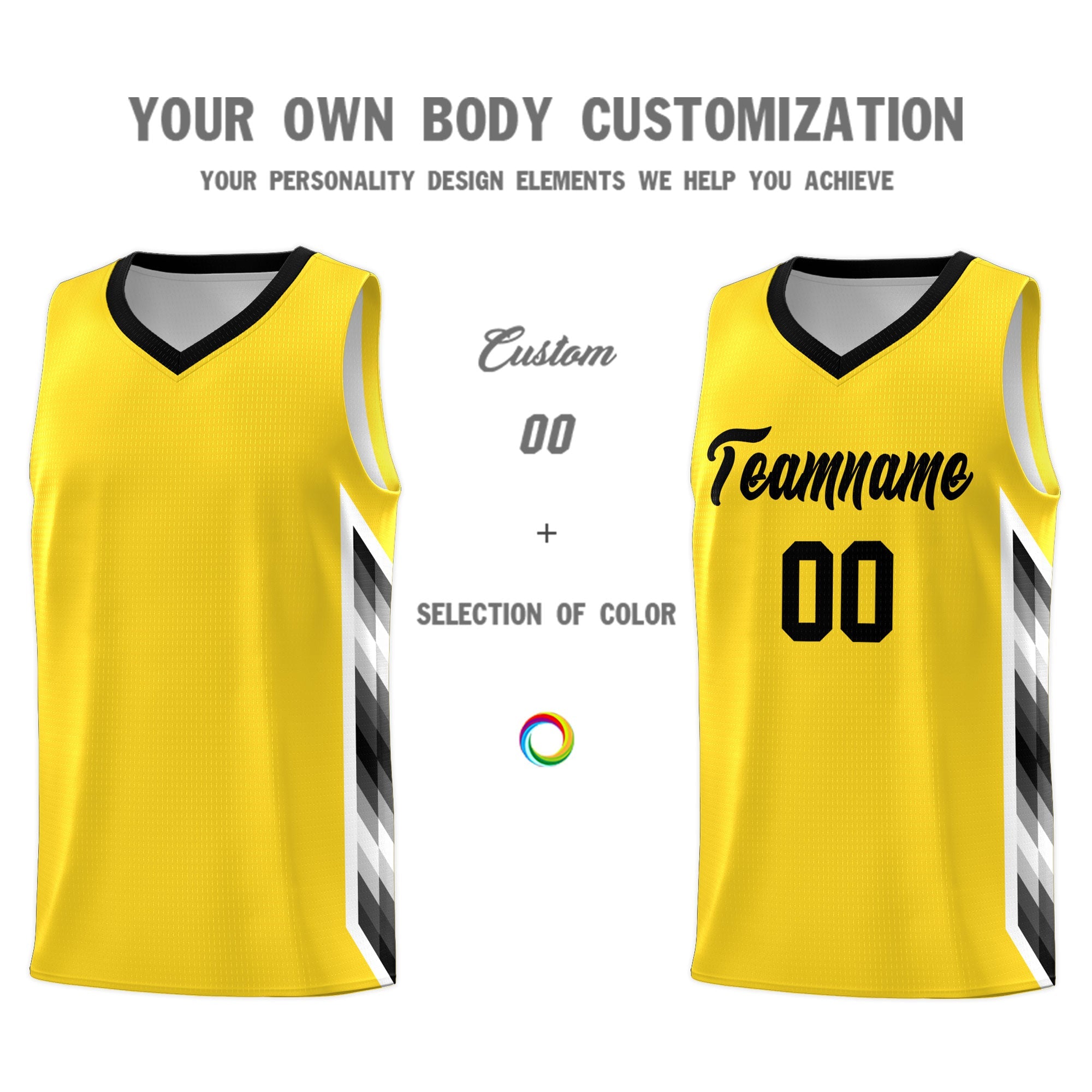 Custom Gold Mosaic Gradient Fashion Sports Uniform Basketball Jersey