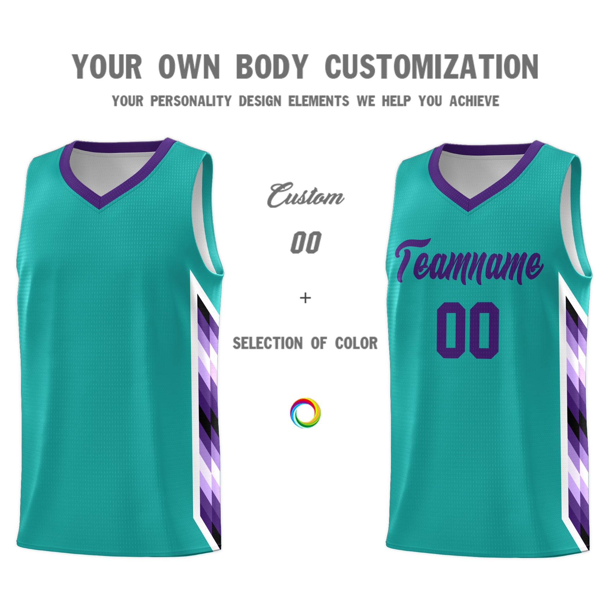 Custom Aqua Mosaic Gradient Fashion Sports Uniform Basketball Jersey