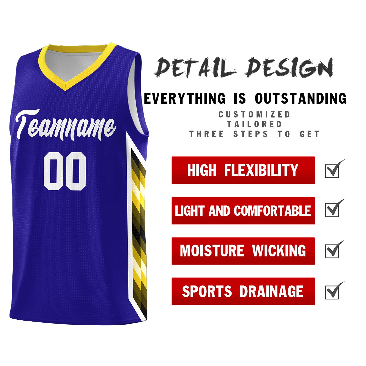 Custom Royal Mosaic Gradient Fashion Sports Uniform Basketball Jersey