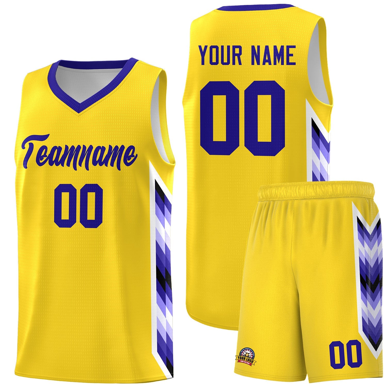 Custom Gold Mosaic Gradient Fashion Sports Uniform Basketball Jersey