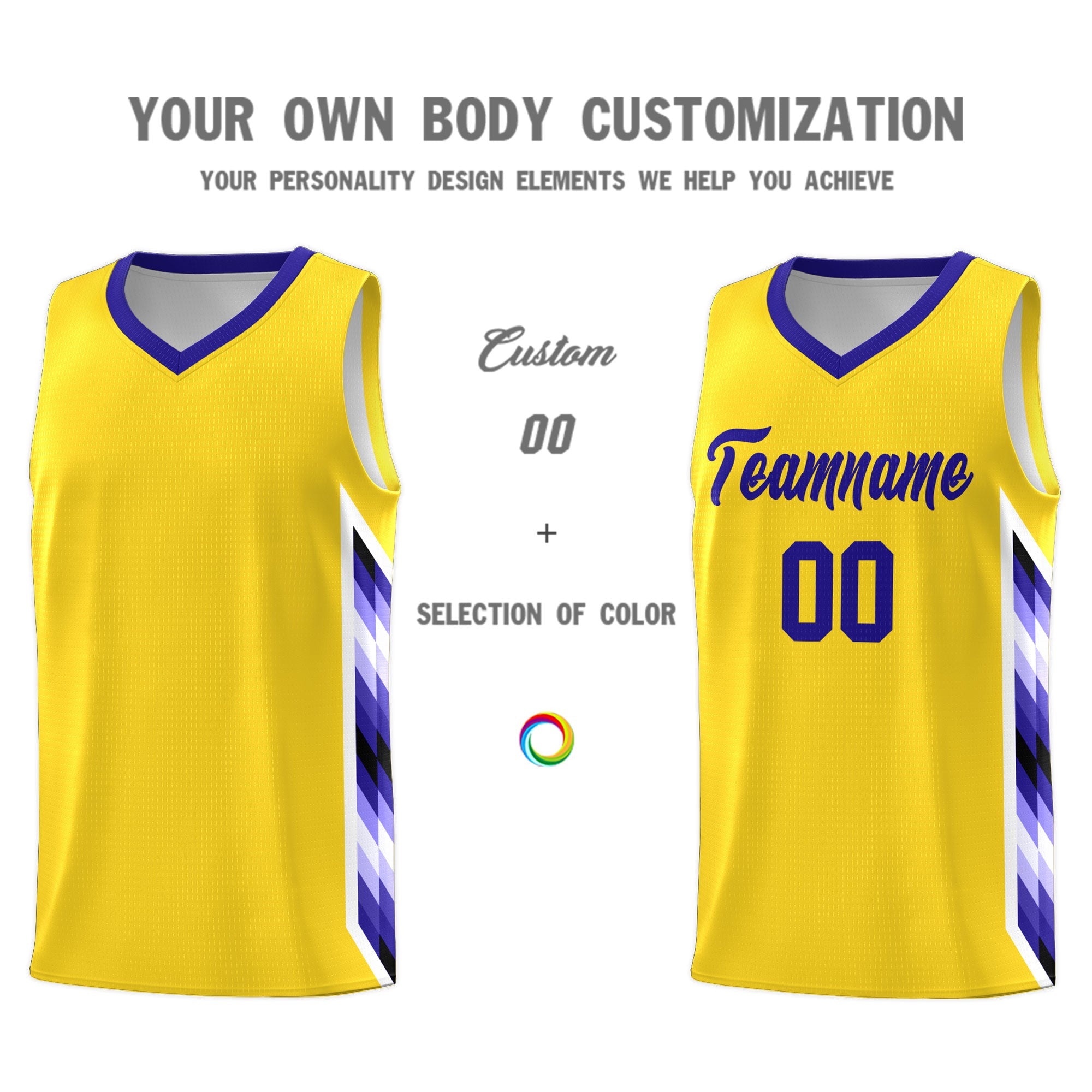 Custom Gold Mosaic Gradient Fashion Sports Uniform Basketball Jersey