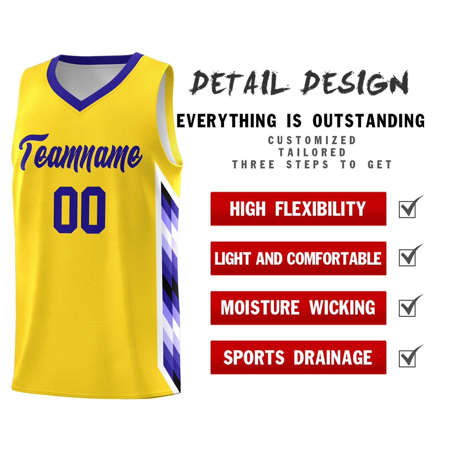 Custom Gold Mosaic Gradient Fashion Sports Uniform Basketball Jersey