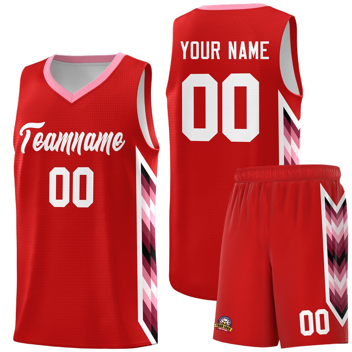 Custom Red Mosaic Gradient Fashion Sports Uniform Basketball Jersey