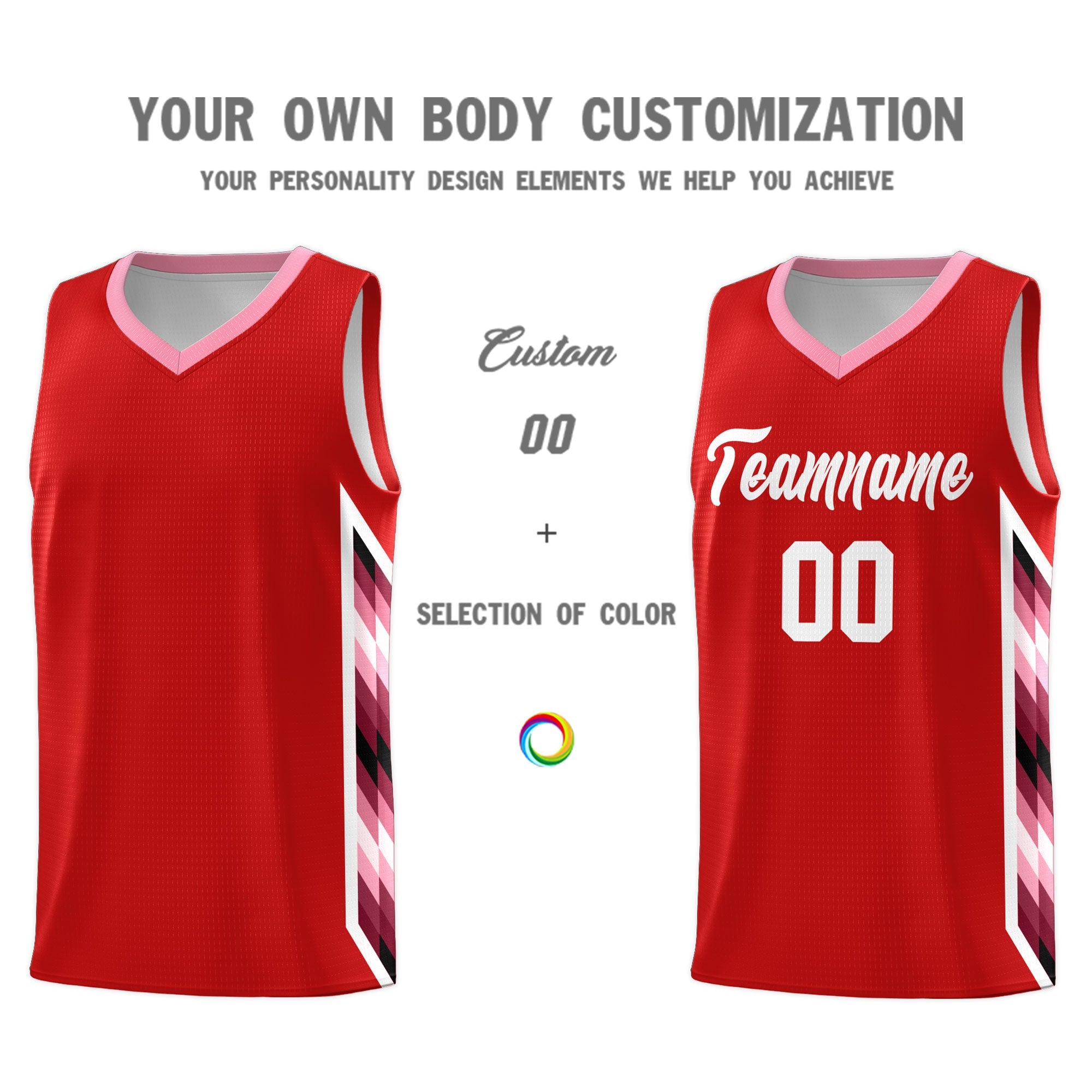 Custom Red Mosaic Gradient Fashion Sports Uniform Basketball Jersey