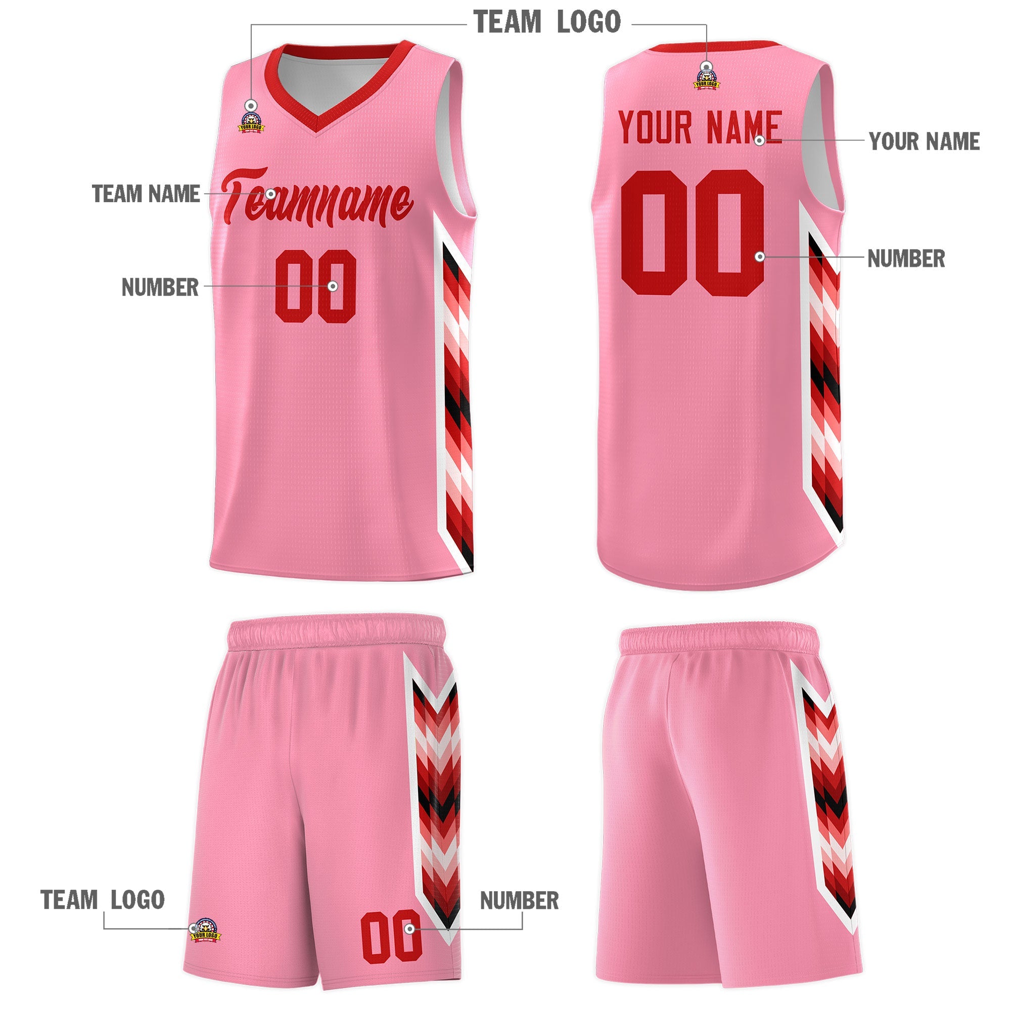 Custom Light Pink Mosaic Gradient Fashion Sports Uniform Basketball Jersey