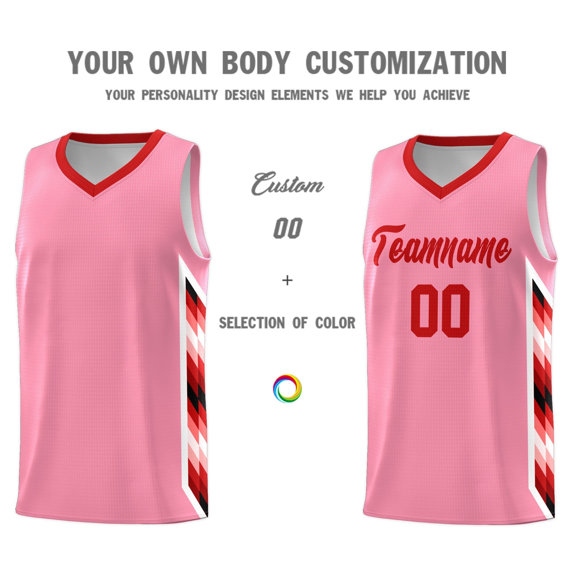 Custom Light Pink Mosaic Gradient Fashion Sports Uniform Basketball Jersey