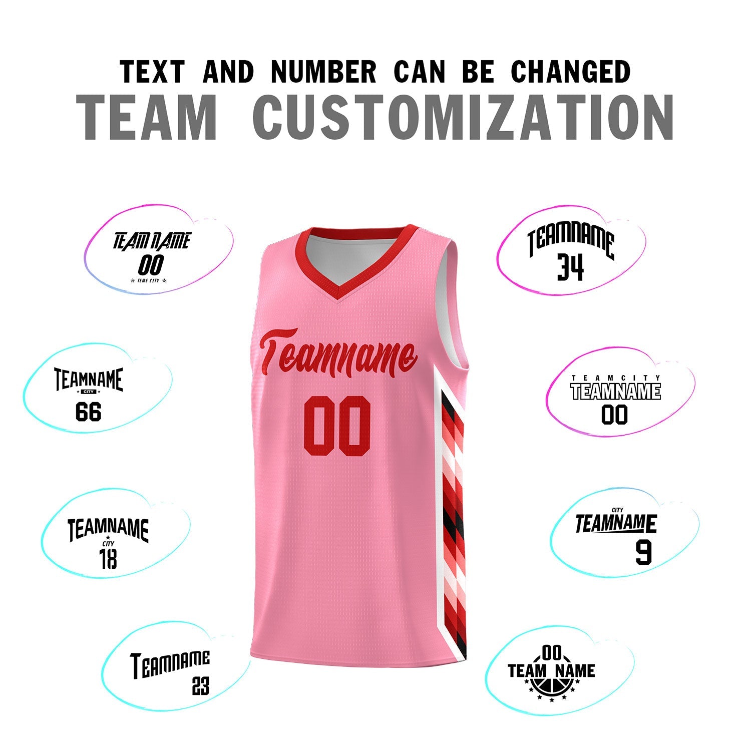 Custom Light Pink Mosaic Gradient Fashion Sports Uniform Basketball Jersey