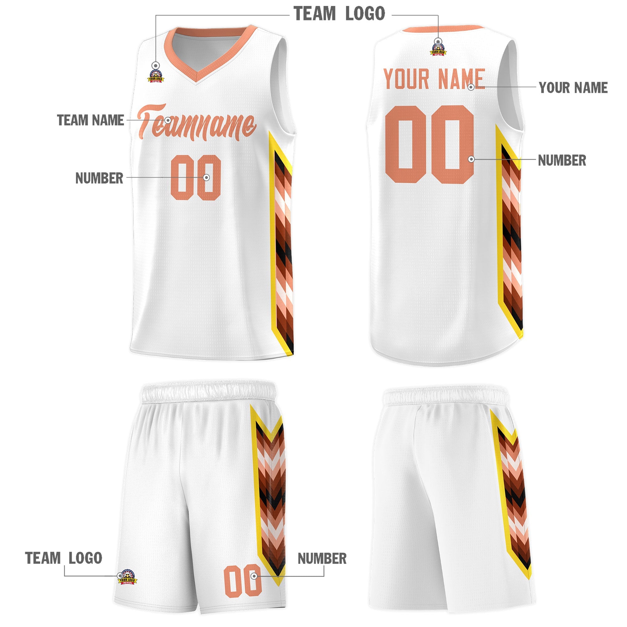 Custom White Mosaic Gradient Fashion Sports Uniform Basketball Jersey