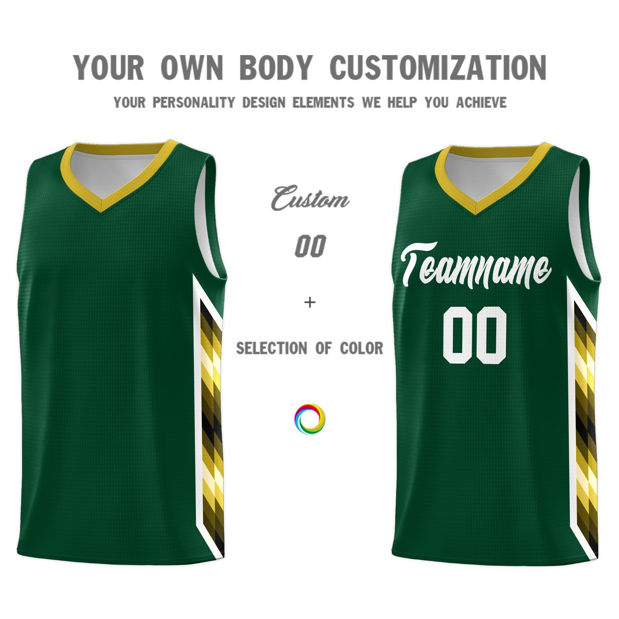 Custom Hunter Green Mosaic Gradient Fashion Sports Uniform Basketball Jersey