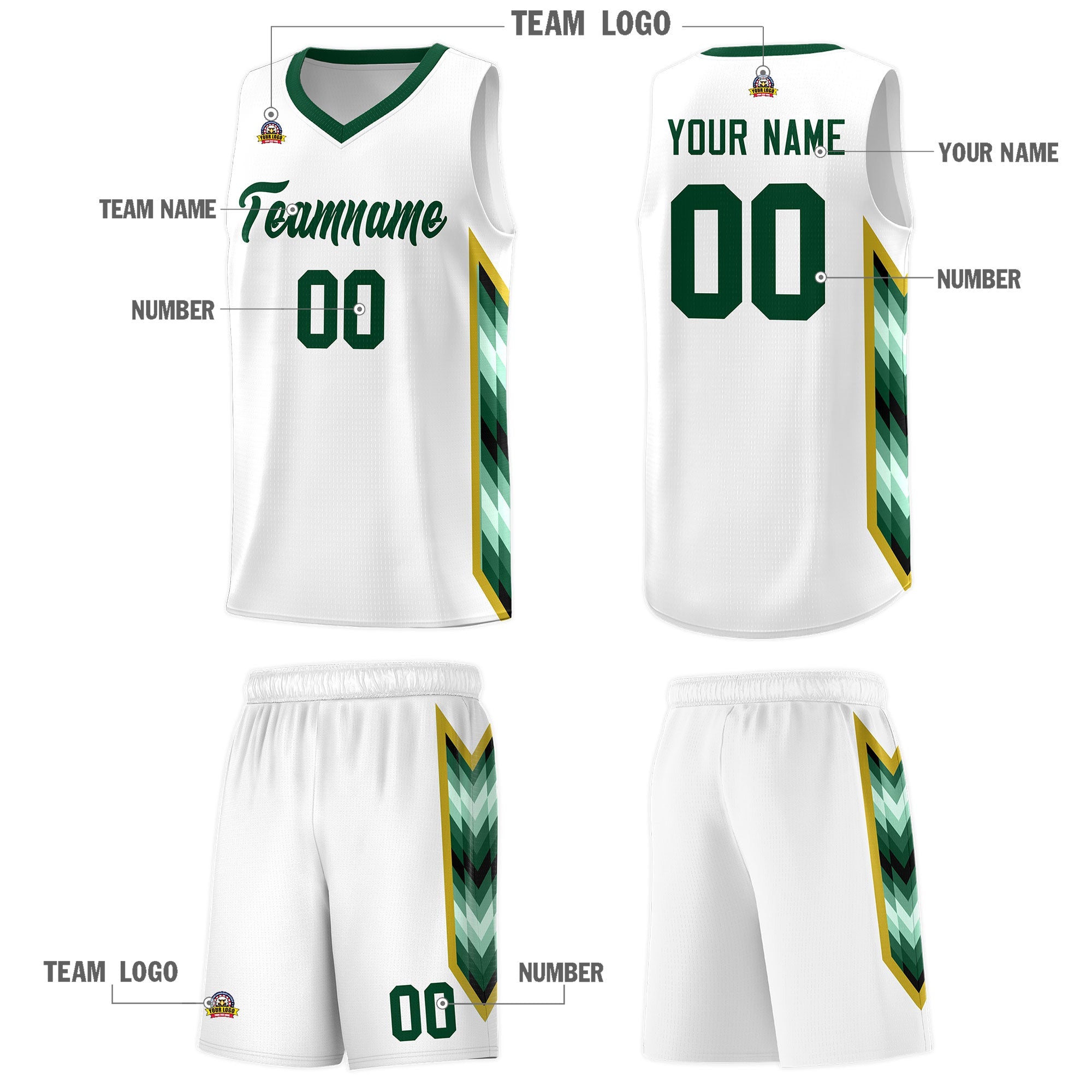 Custom White Mosaic Gradient Fashion Sports Uniform Basketball Jersey