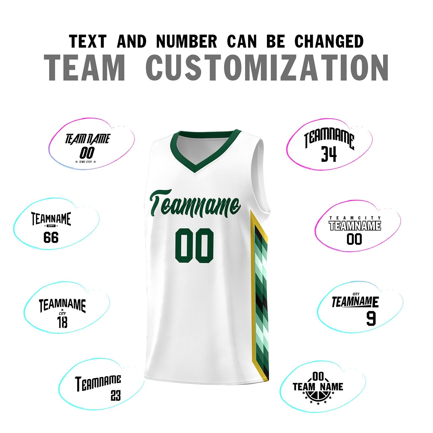 Custom White Mosaic Gradient Fashion Sports Uniform Basketball Jersey