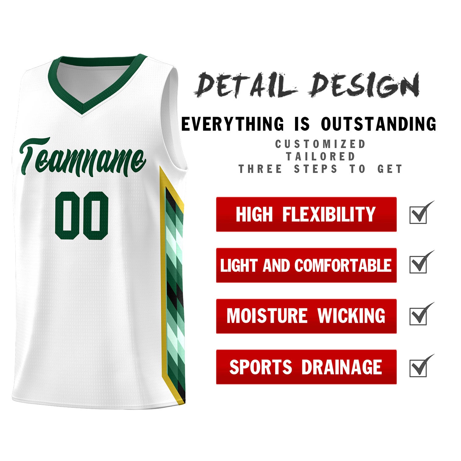 Custom White Mosaic Gradient Fashion Sports Uniform Basketball Jersey