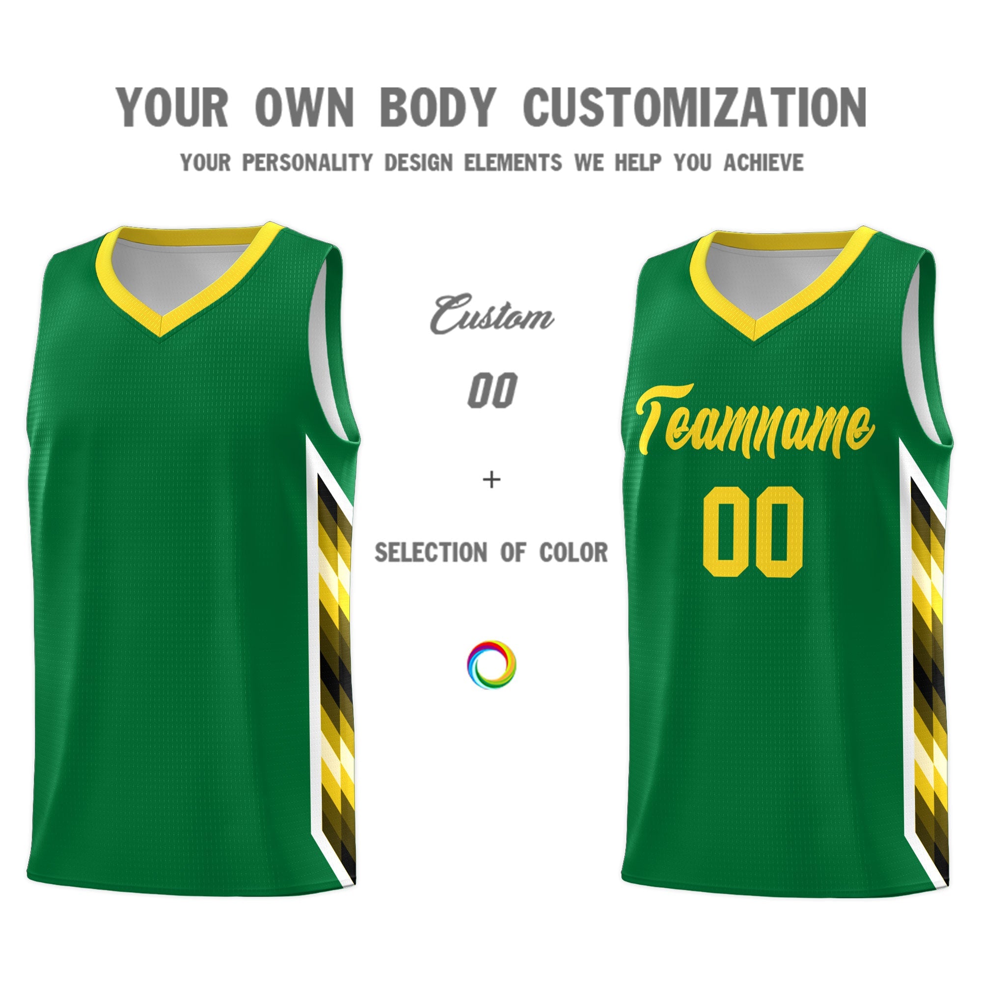 Custom Kelly Green Mosaic Gradient Fashion Sports Uniform Basketball Jersey