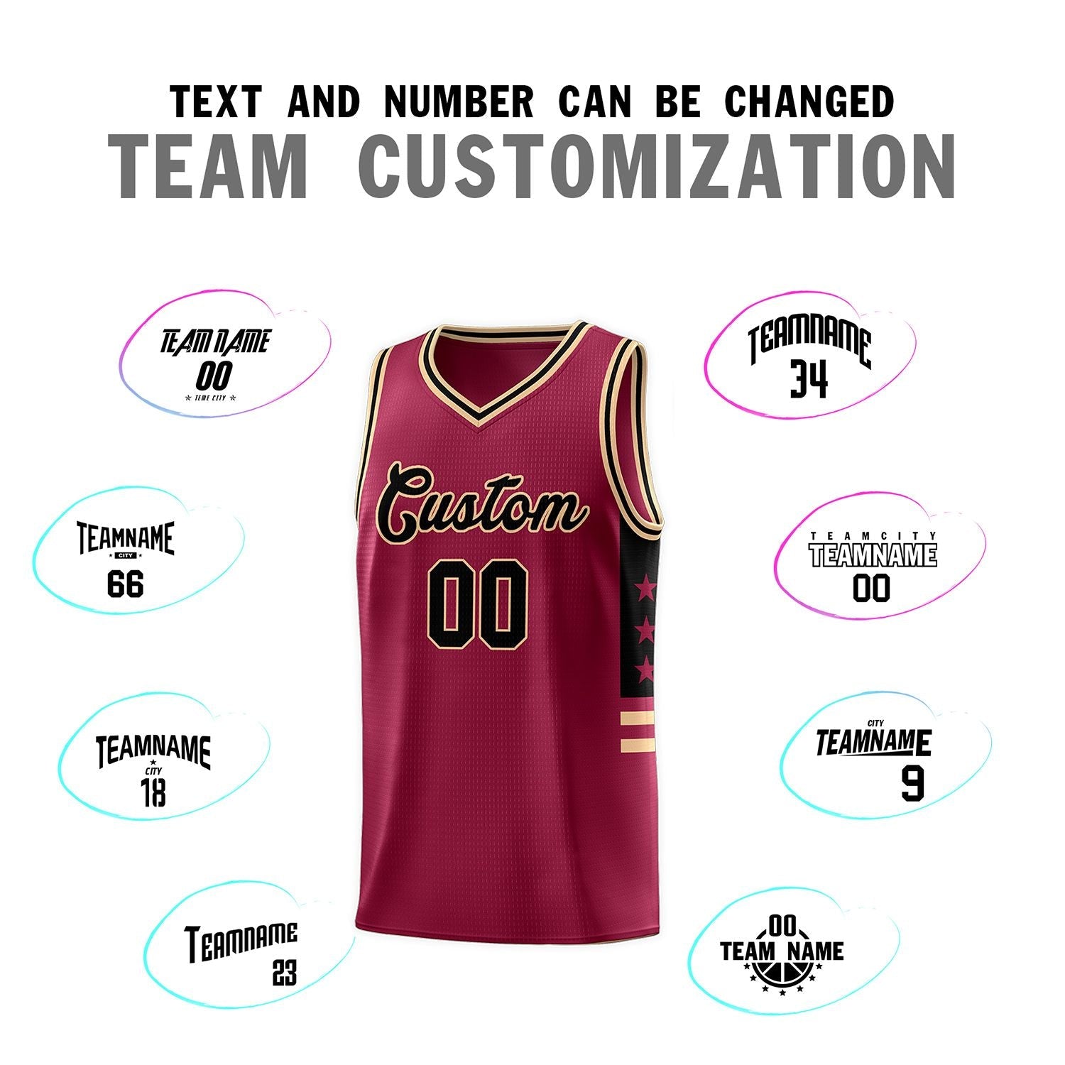 Custom Crimson Khaki-Black Personalized Star Pattern Sports Uniform Basketball Jersey