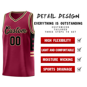 Custom Crimson Khaki-Black Personalized Star Pattern Sports Uniform Basketball Jersey